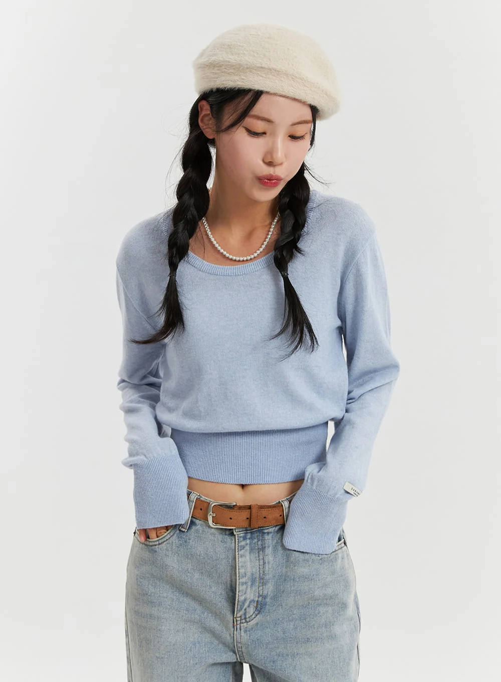 Cozy Cropped Knit Sweater OD320 - Image 6