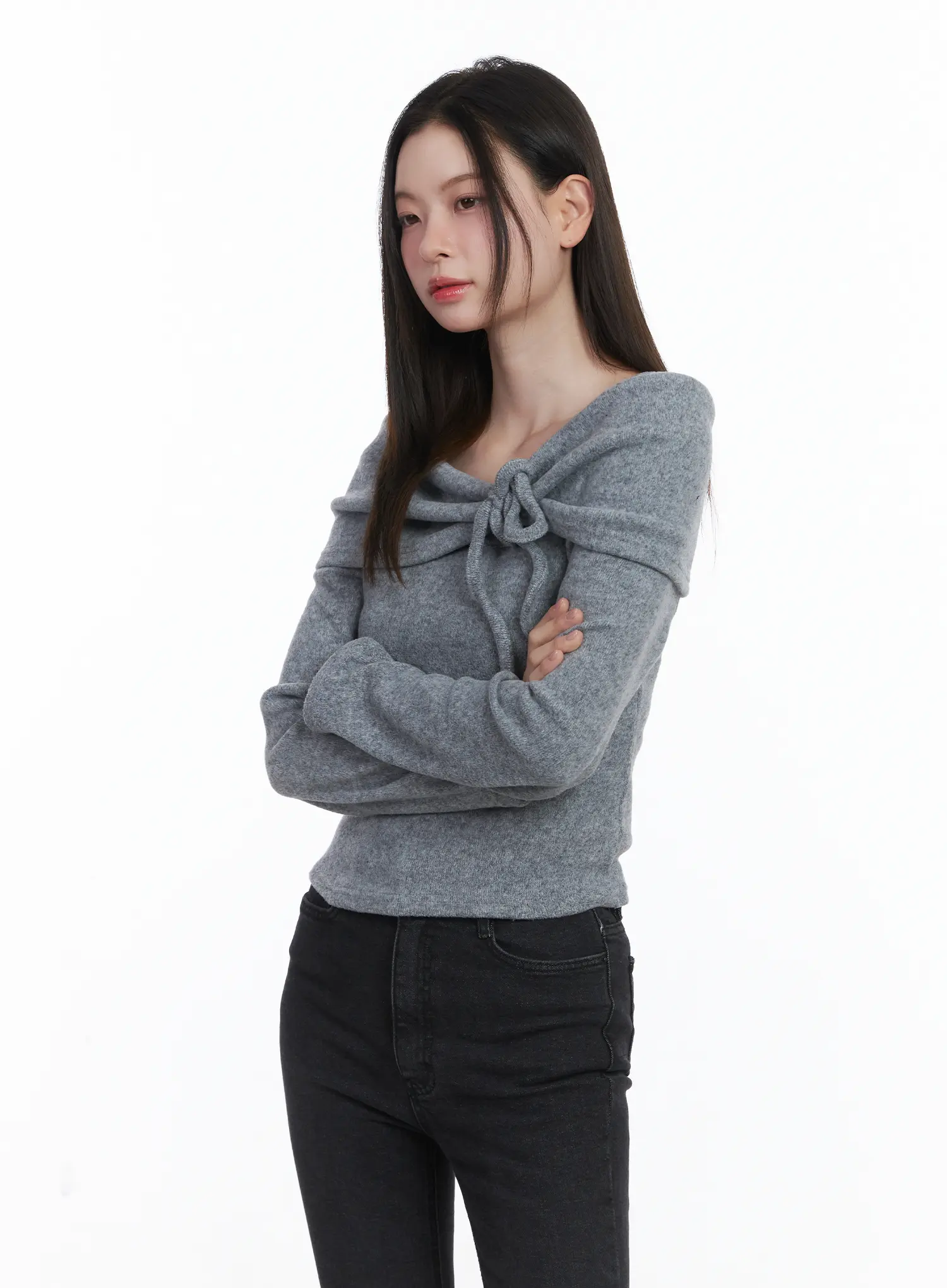 Cozy Fleece Off-Shoulder Shirred Top CJ506 - Image 6