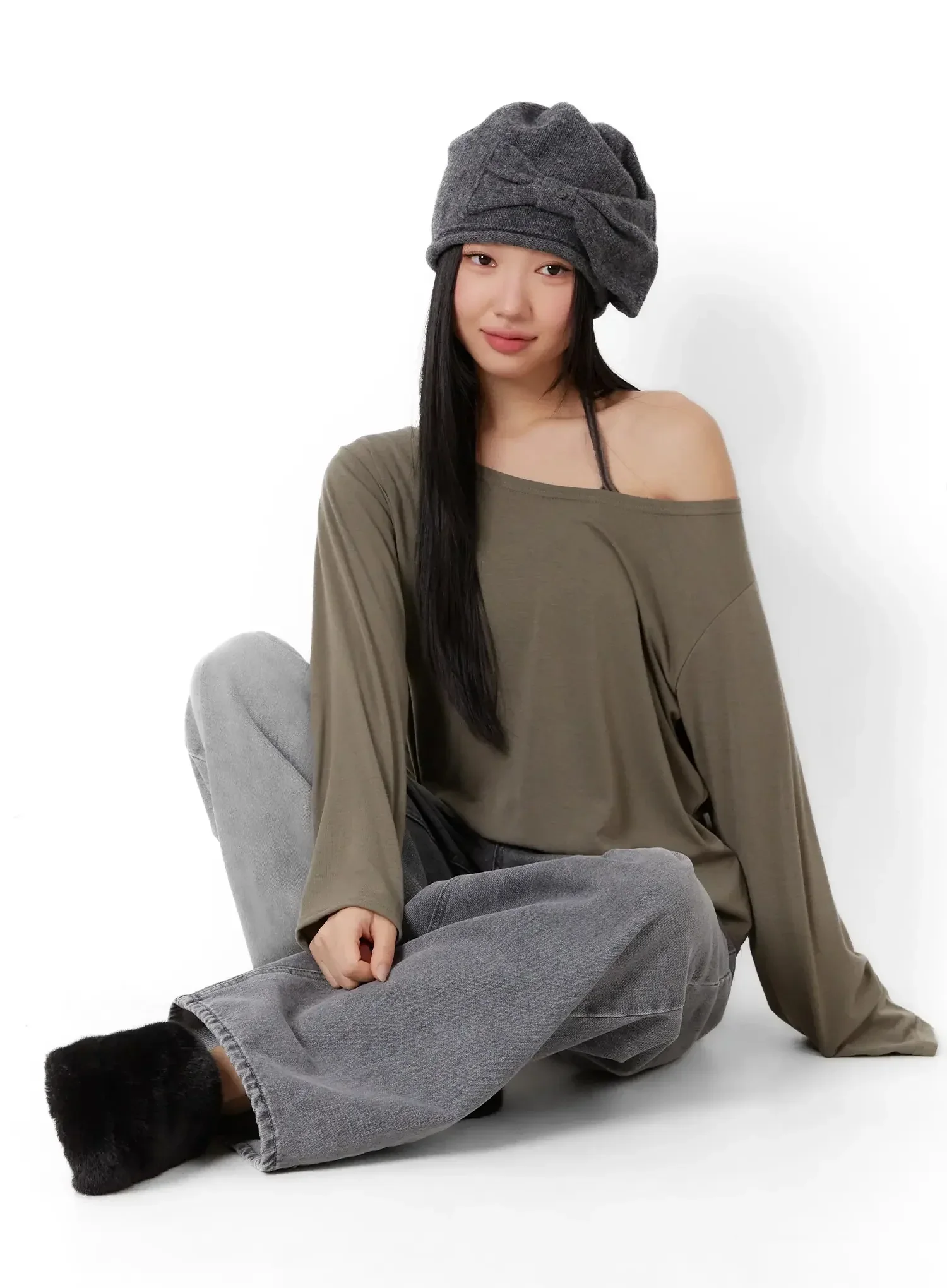 Cozy Knit Side Ribbon Beanie ID526 - Image 2