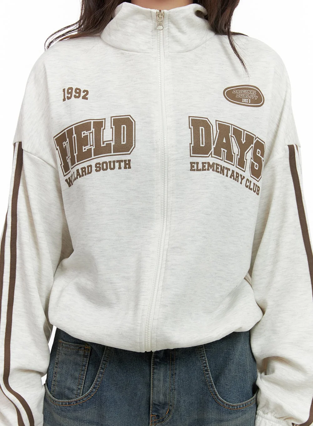 Cozy Lettering Zip-Up Sweatshirt CG423 - Image 3