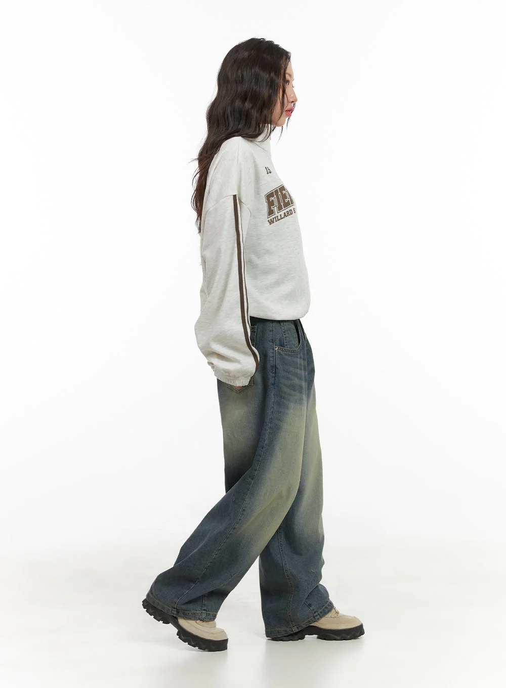 Cozy Lettering Zip-Up Sweatshirt CG423 - Image 5