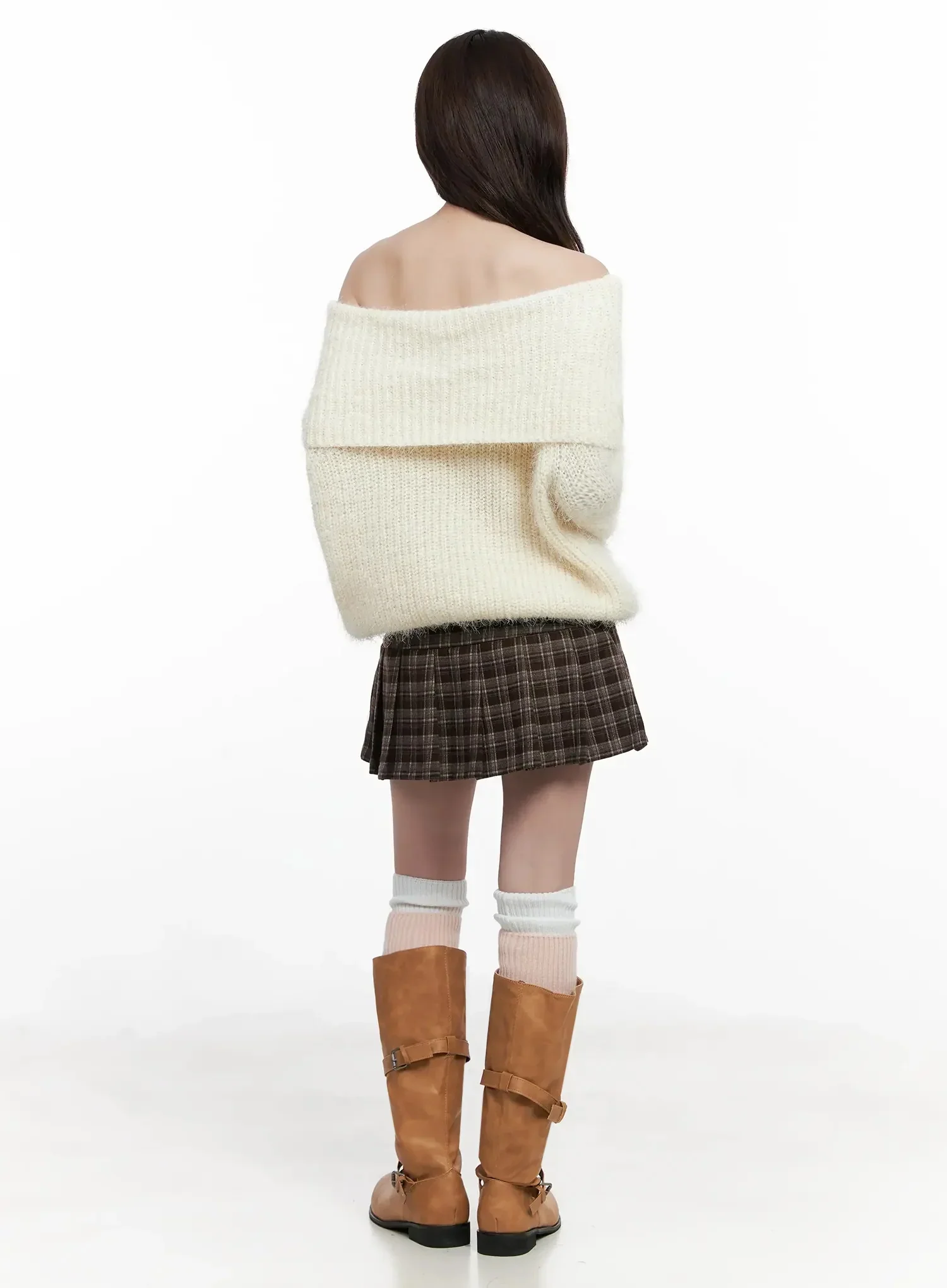 Cozy Off-Shoulder Knit Sweater IN514 - Image 11