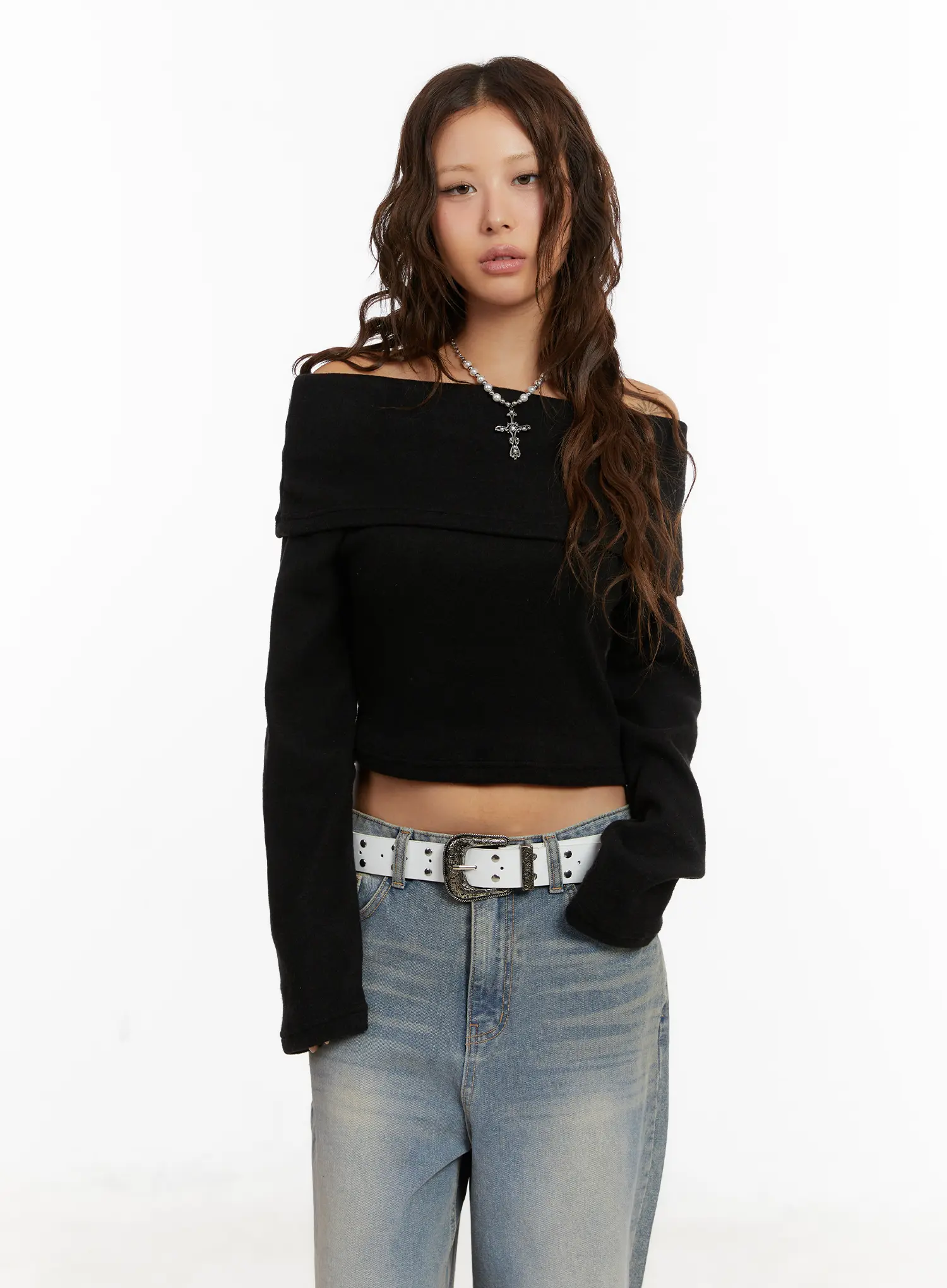 Cozy Off-Shoulder Long Sleeve Knit Top CD517 - Image 7