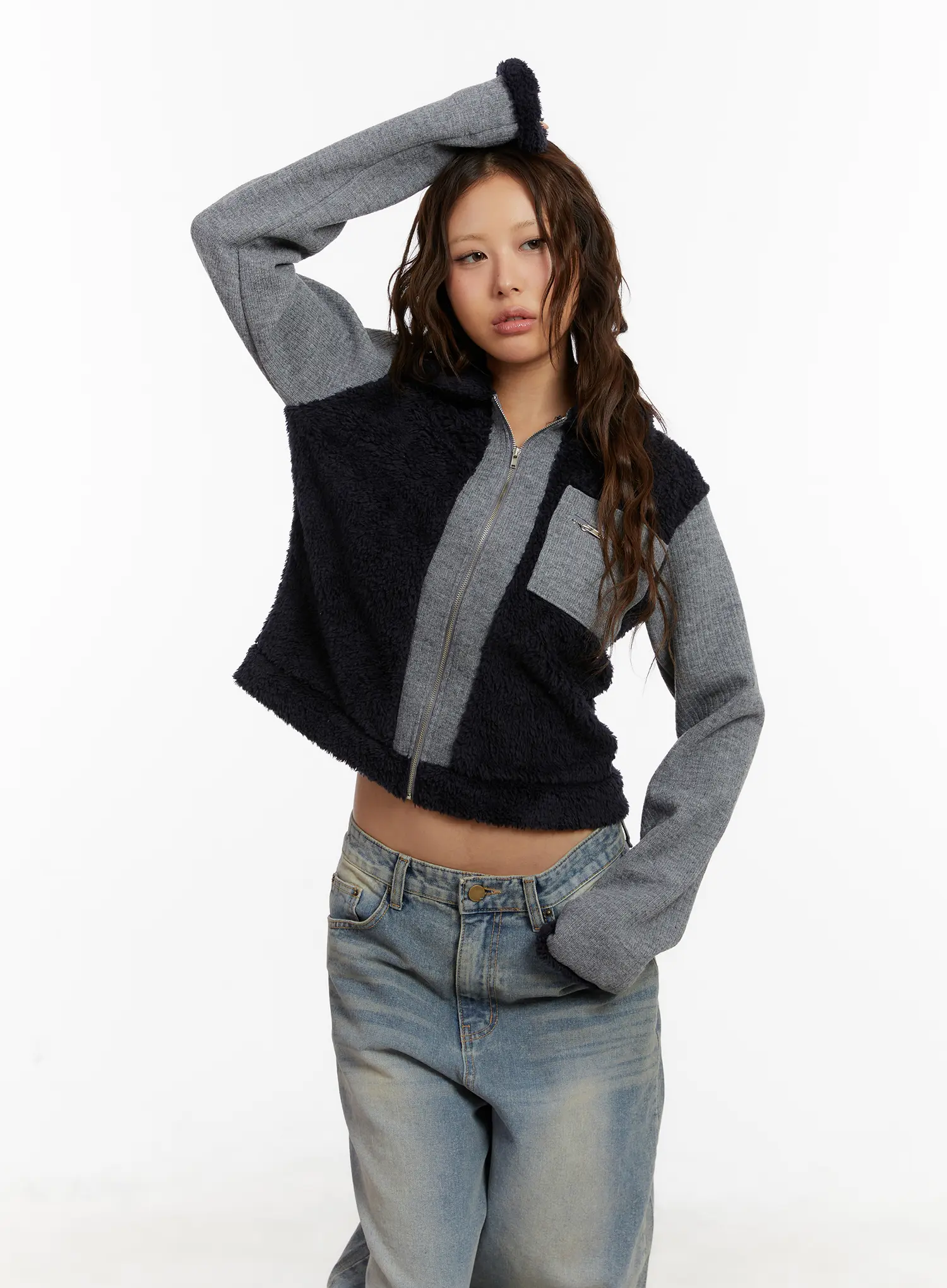 Cozy Pocket Collar Fleece Zip Up CD517 - Image 3