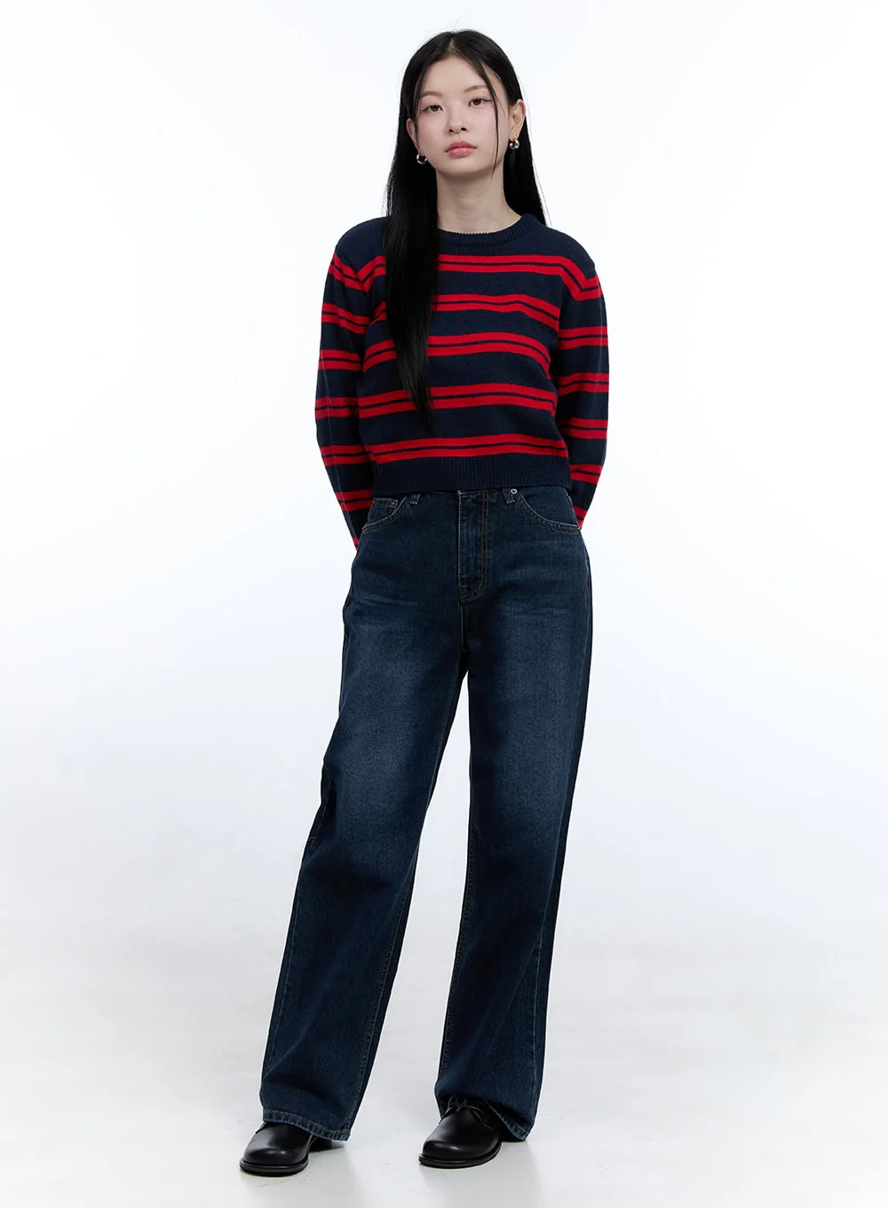 Cozy Stripe Wool-Blend Crop Top OO429 - Image 2