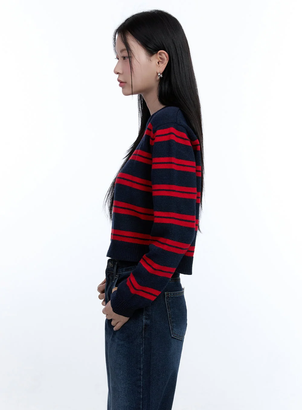 Cozy Stripe Wool-Blend Crop Top OO429 - Image 5