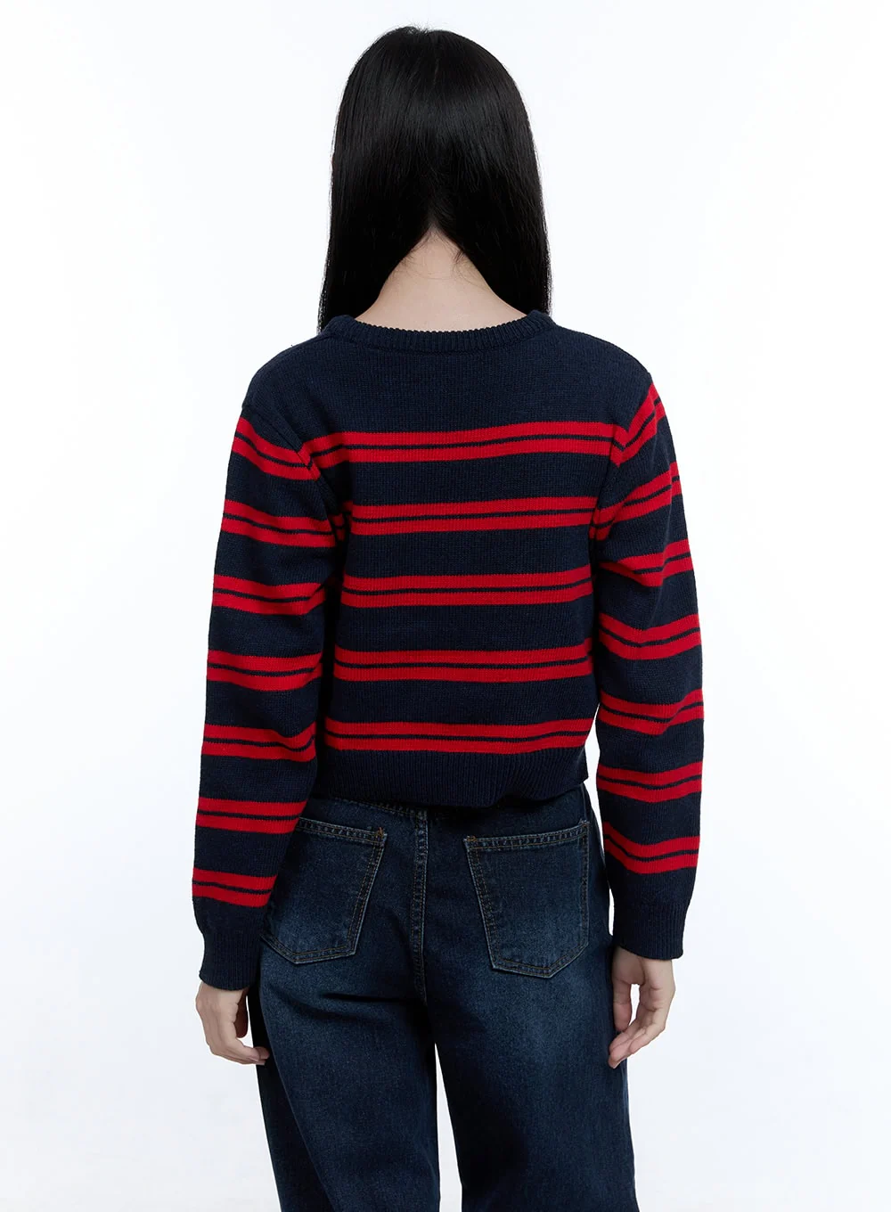 Cozy Stripe Wool-Blend Crop Top OO429 - Image 6