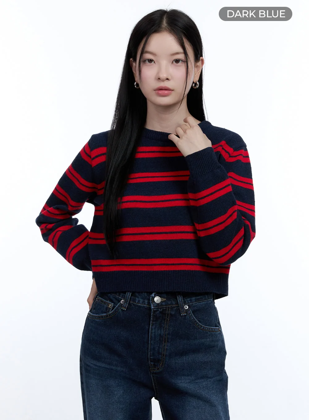 Cozy Stripe Wool-Blend Crop Top OO429 - Image 7