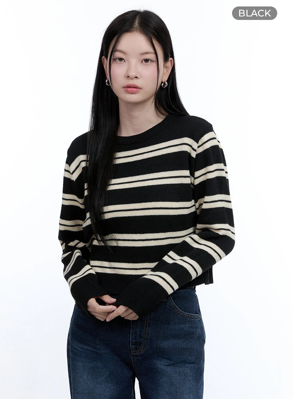 Cozy Stripe Wool-Blend Crop Top OO429 - Image 8