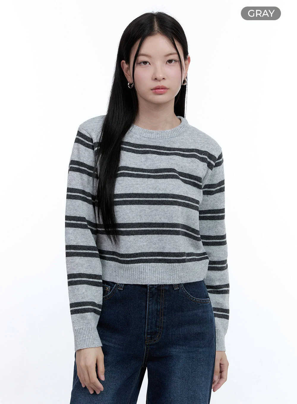 Cozy Stripe Wool-Blend Crop Top OO429 - Image 9
