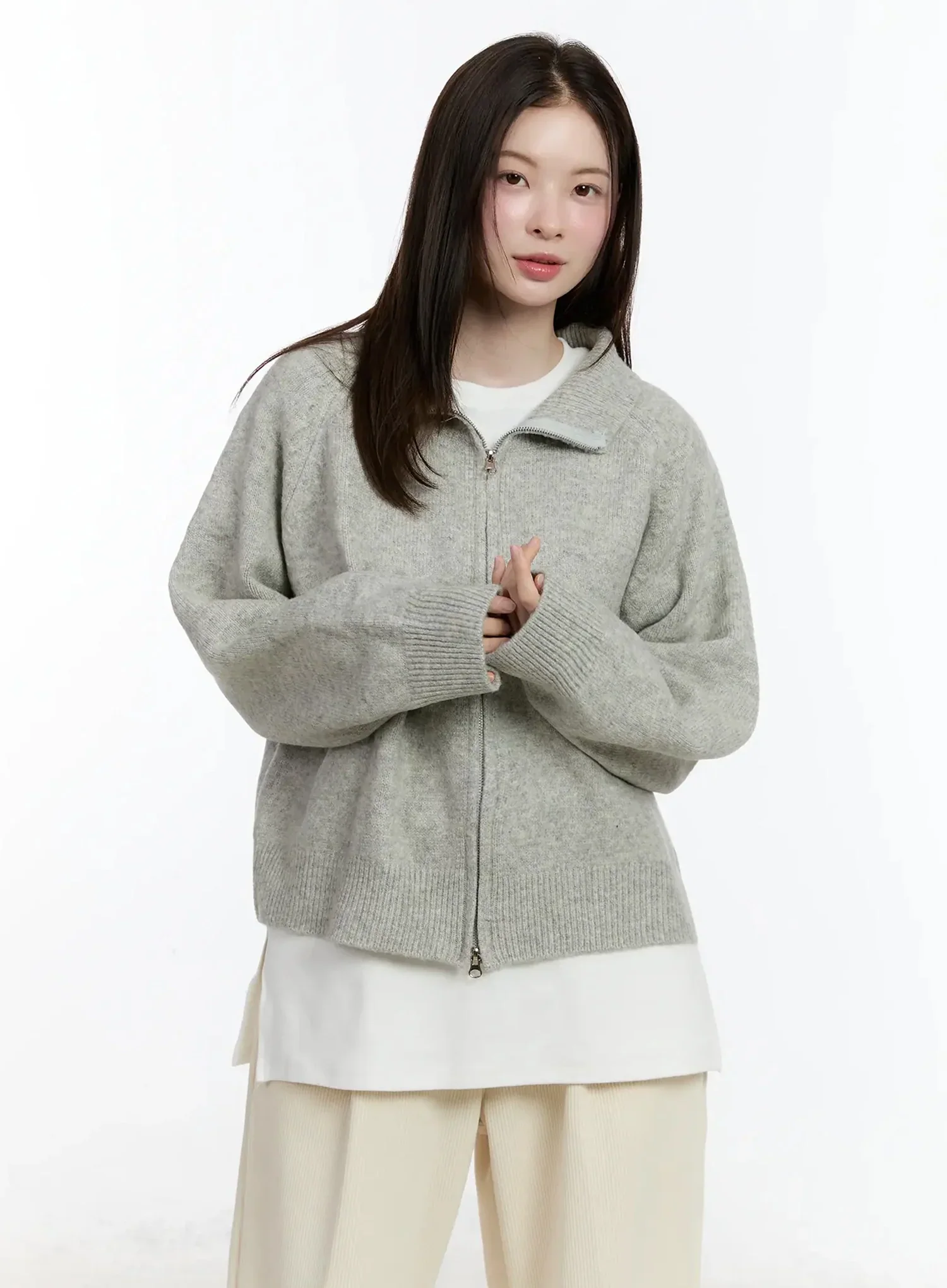 Cozy Zip-Up Turtleneck Cardigan ID526 - Image 13
