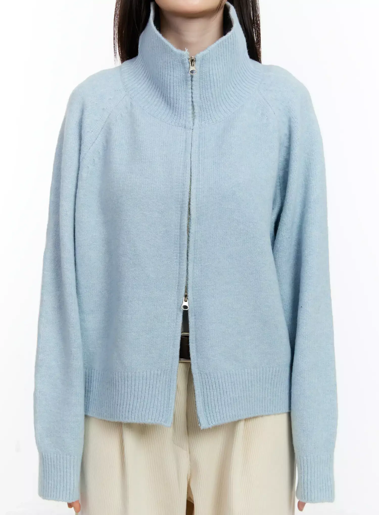 Cozy Zip-Up Turtleneck Cardigan ID526 - Image 3