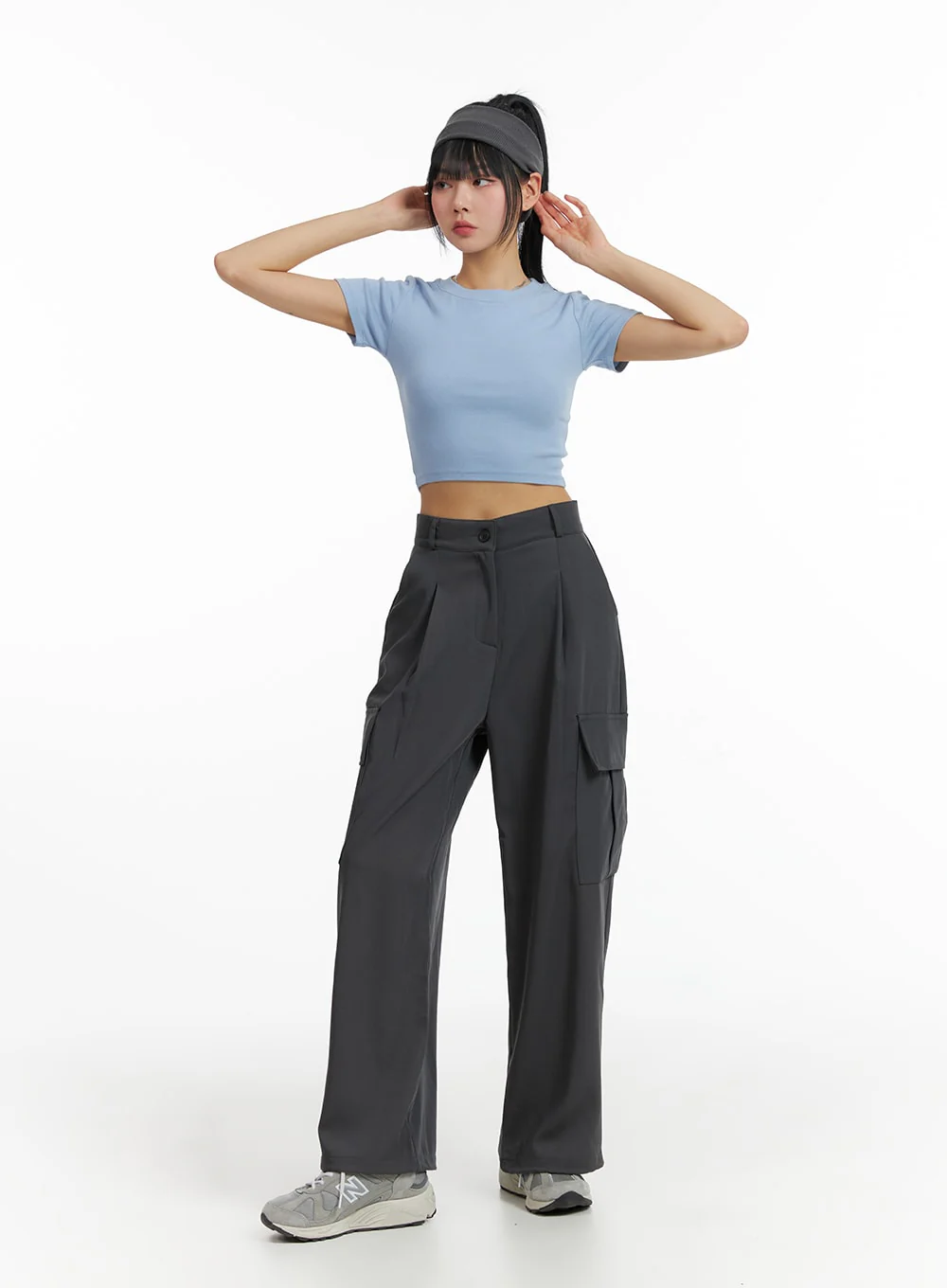 Crew Neck Slim Crop Top IF402 - Image 5