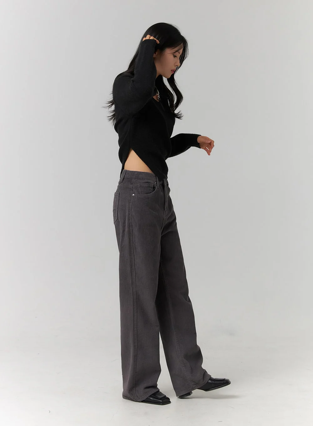 Crew Neck Slit Knit Sweater OJ418 - Image 6