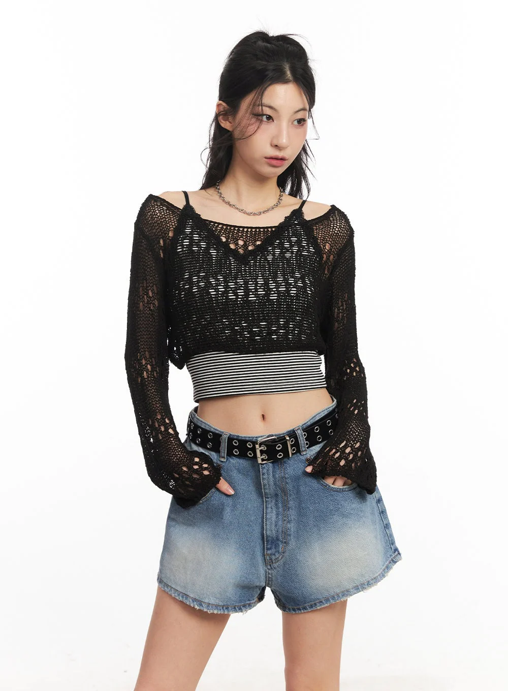 Crochet Micro Knit Sweater CA514 - Image 5