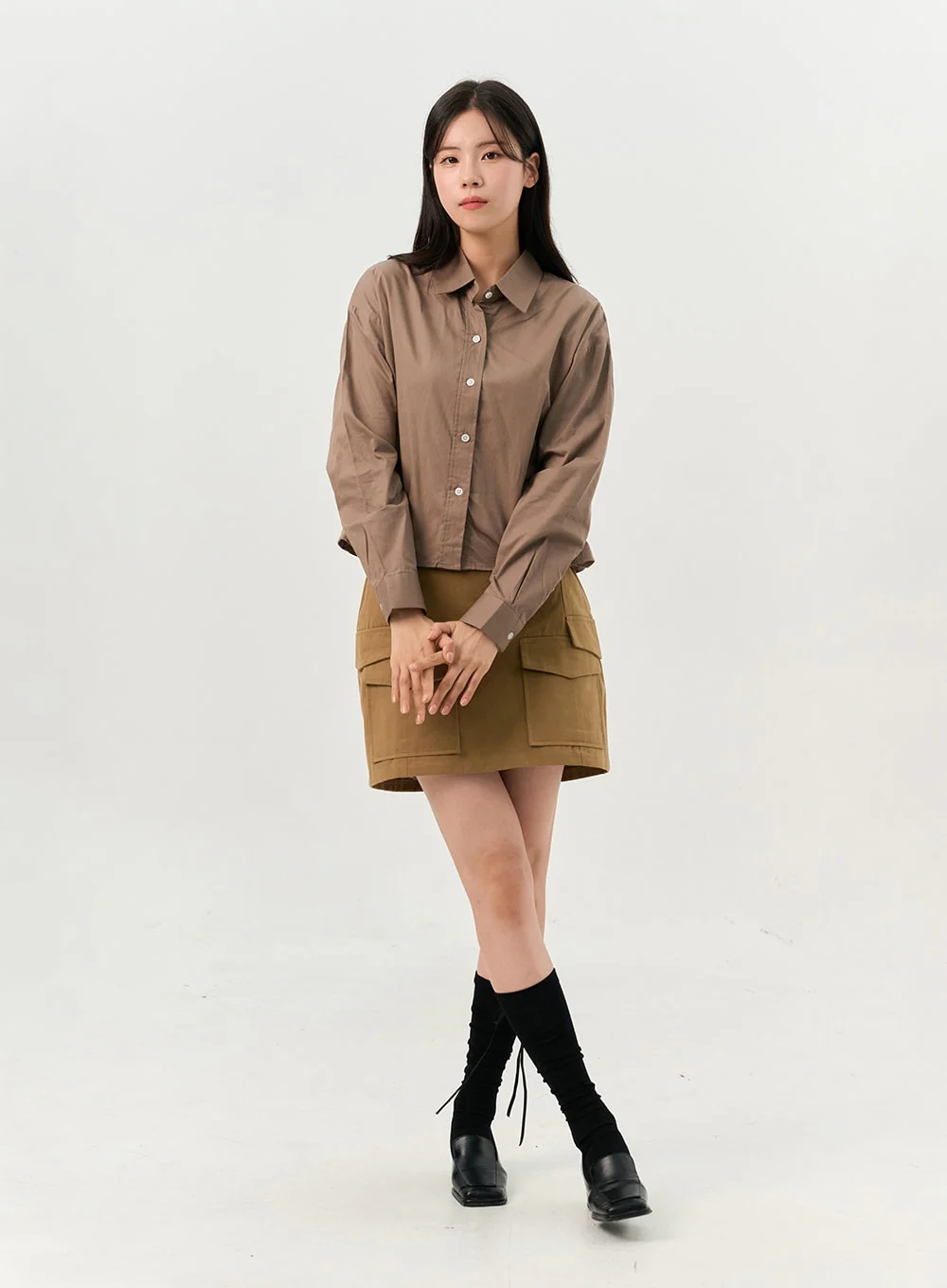 Crop Buttoned Blouse OO325 - Image 2