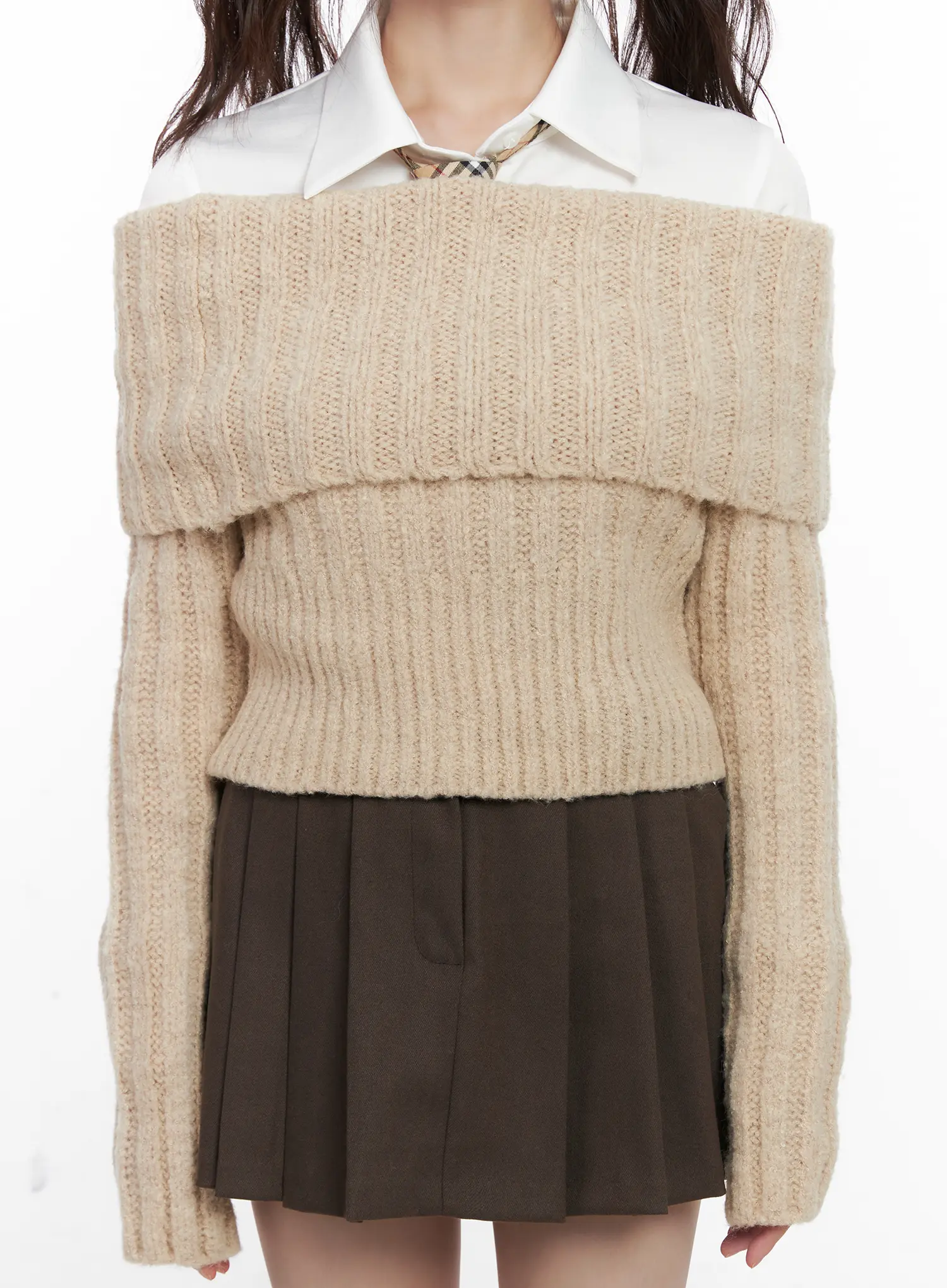 Crop Off-Shoulder Knit  Sweater CN510 - Image 4