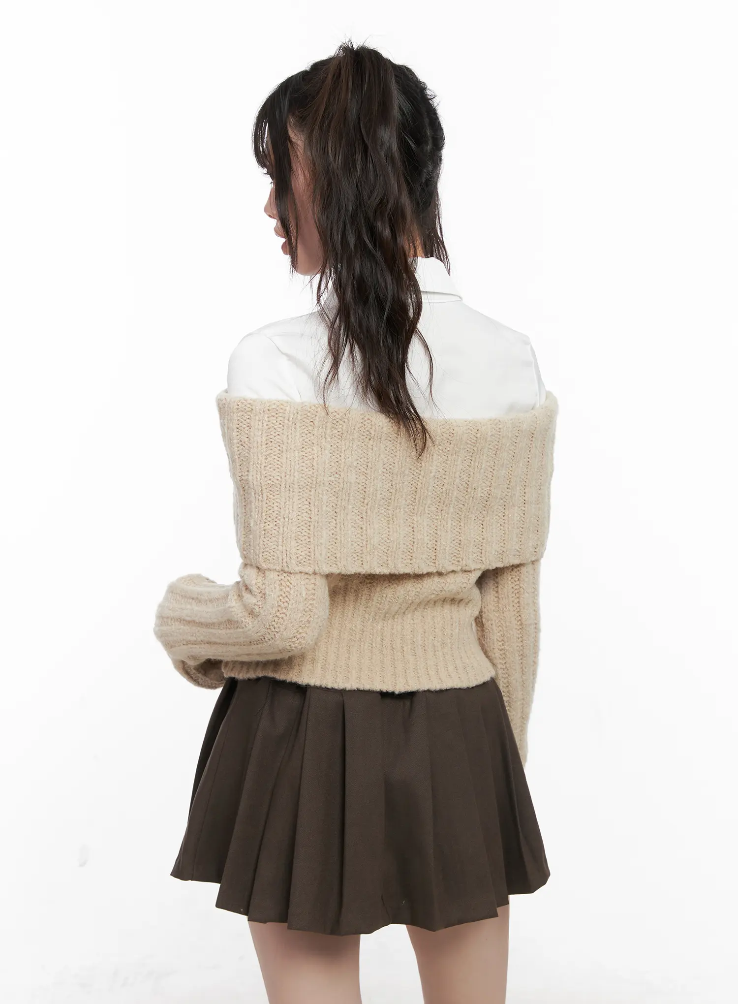 Crop Off-Shoulder Knit  Sweater CN510 - Image 7
