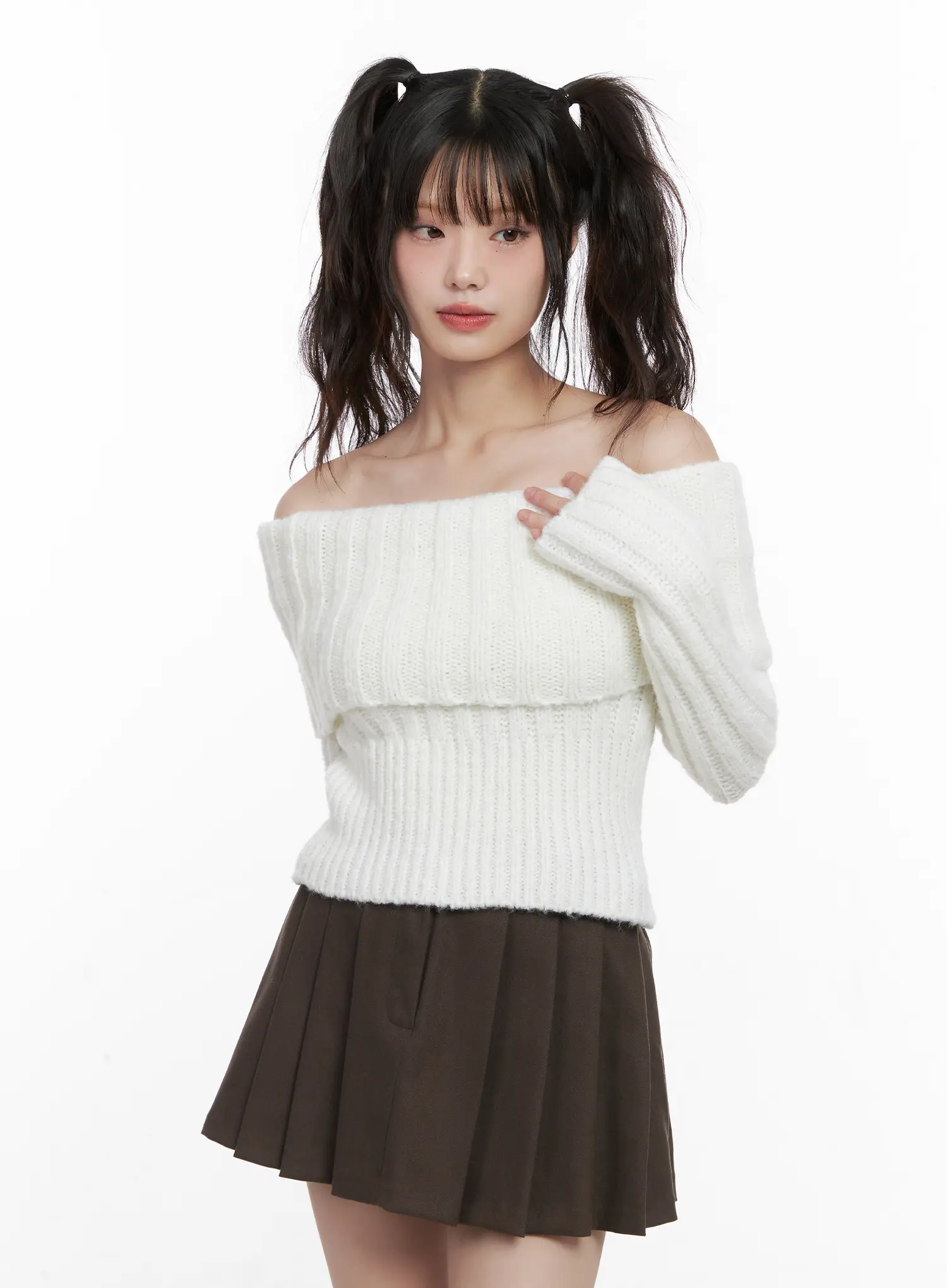 Crop Off-Shoulder Knit  Sweater CN510 - Image 8
