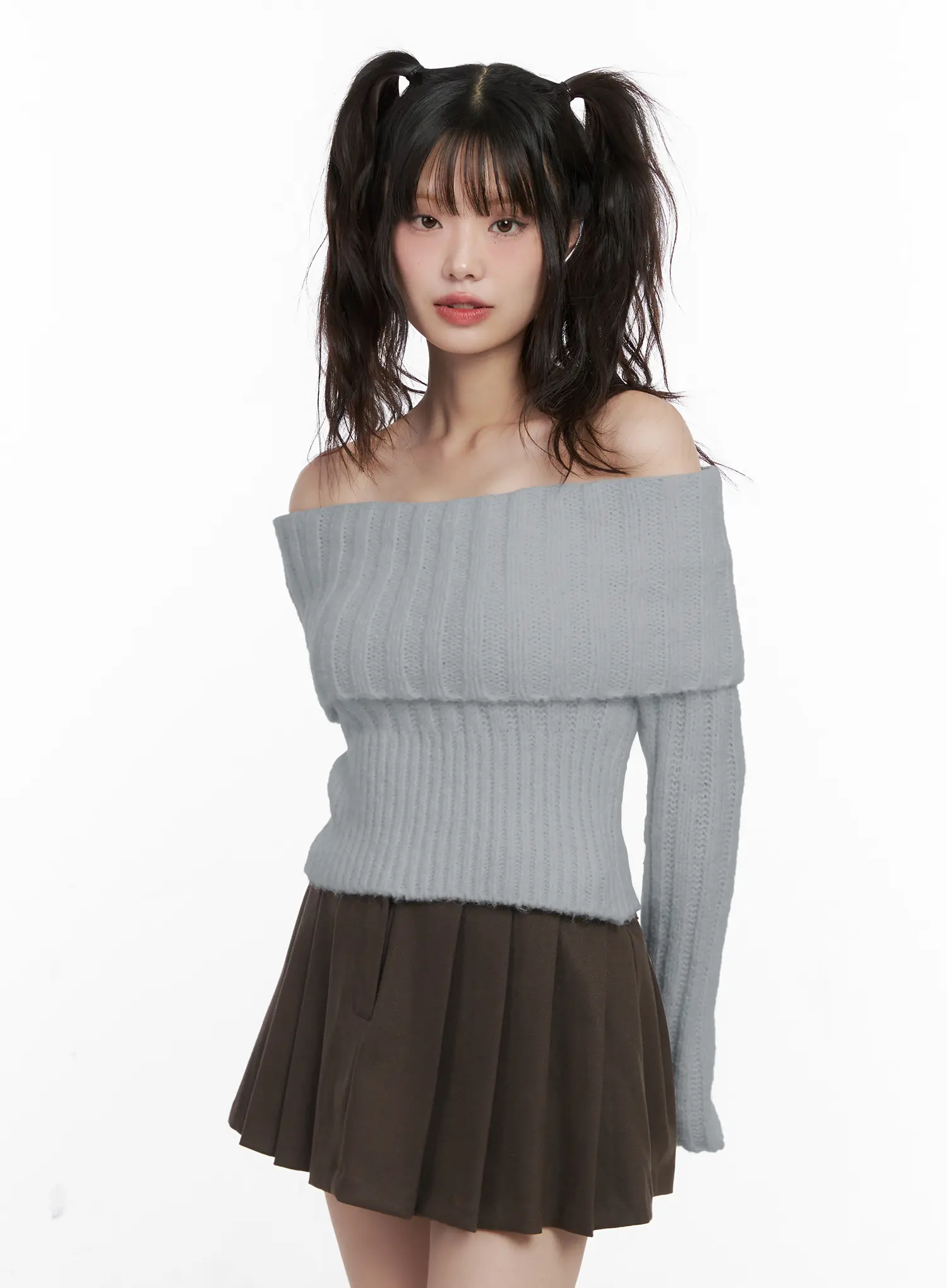 Crop Off-Shoulder Knit  Sweater CN510 - Image 9