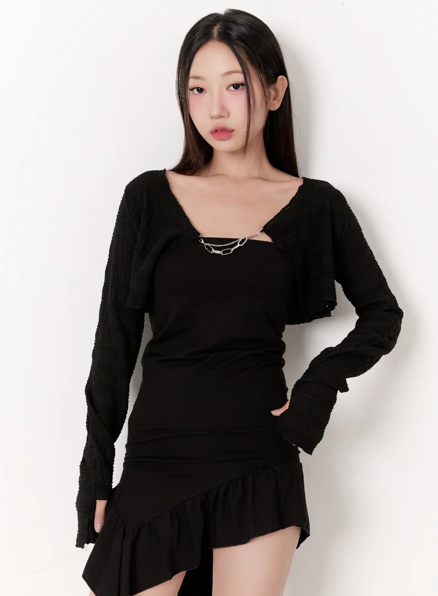 Cropped Chain Knit Cardigan CL531