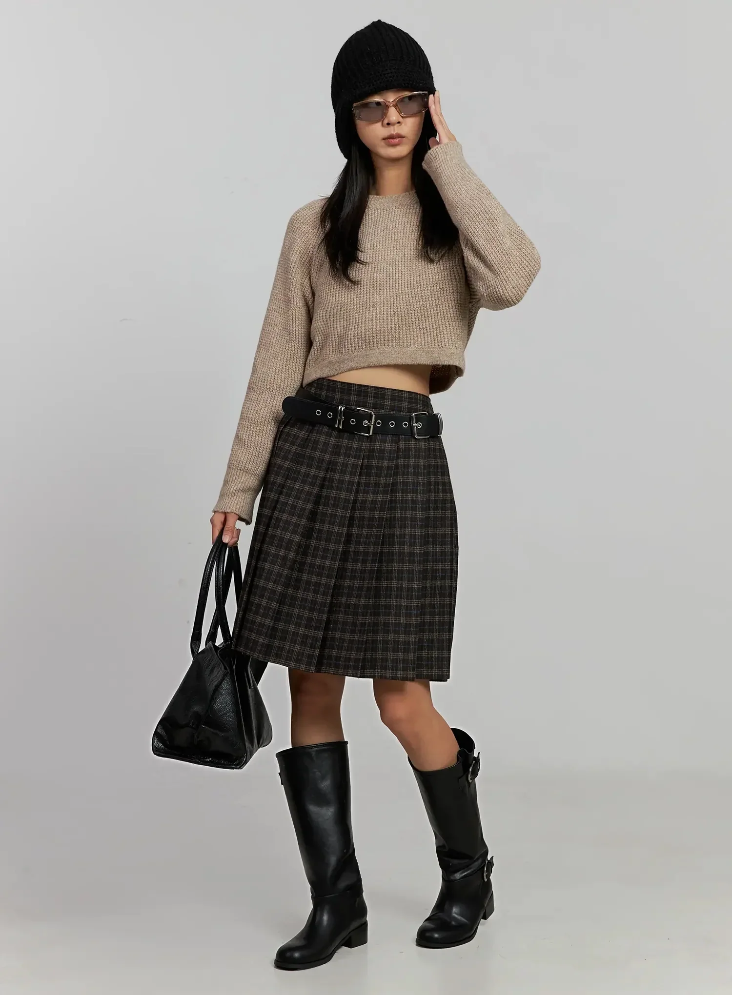 Cropped Crewneck Knit Top IJ502 - Image 13