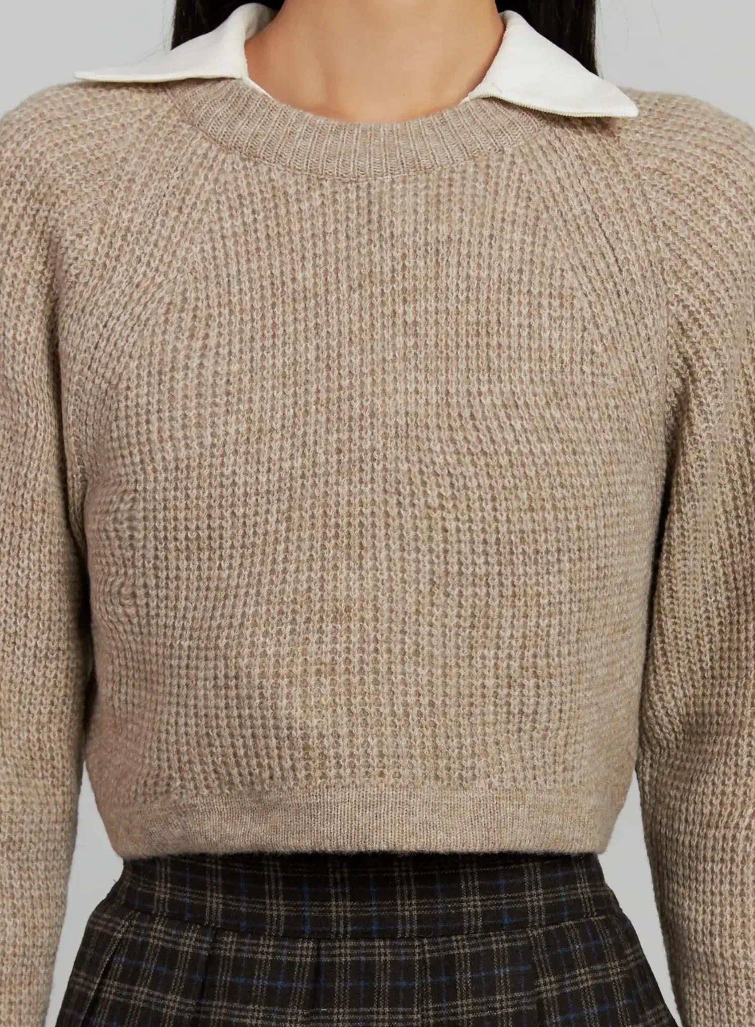 Cropped Crewneck Knit Top IJ502 - Image 4