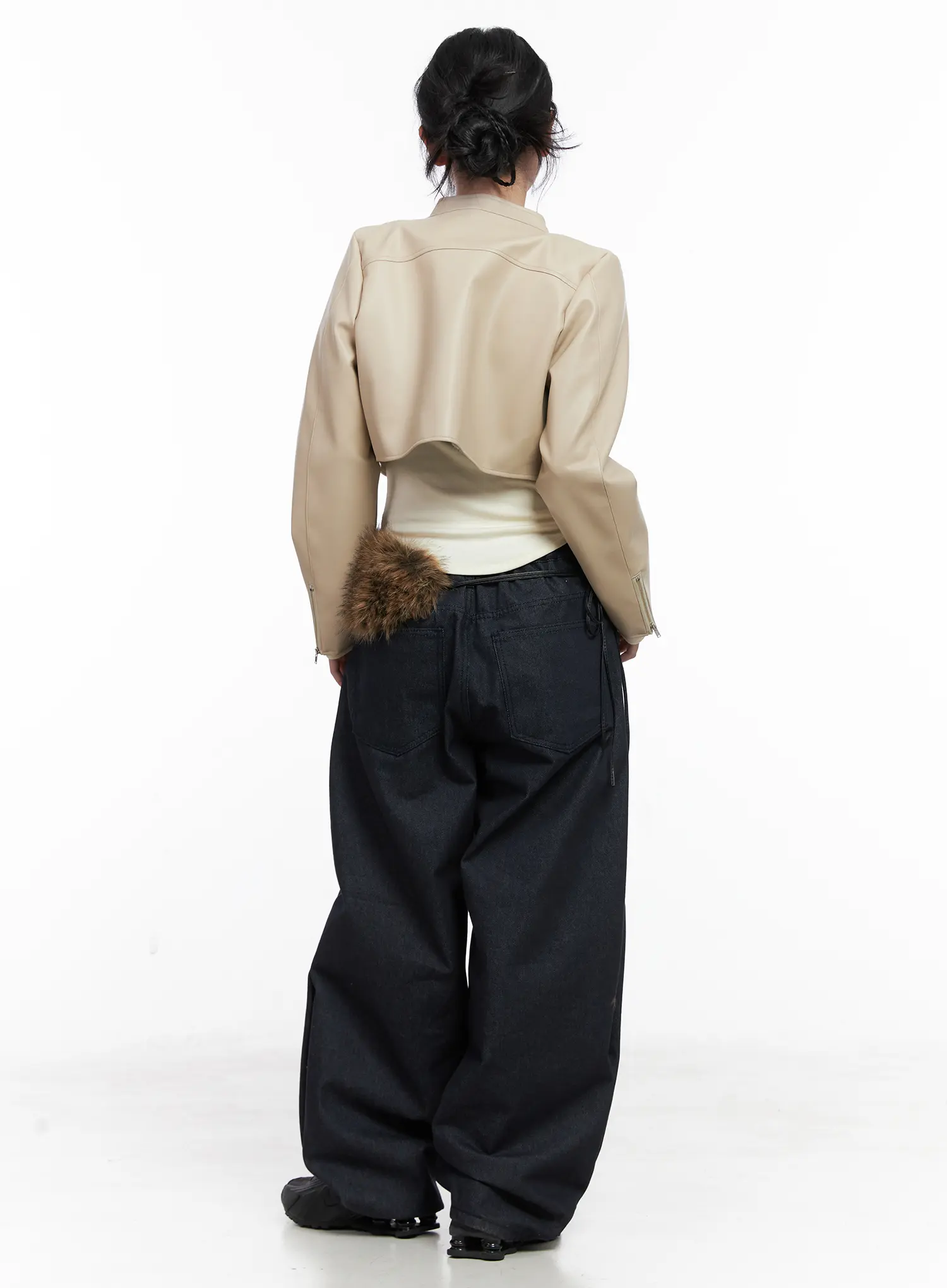 Cropped Faux Leather Jacket CN514 - Image 10