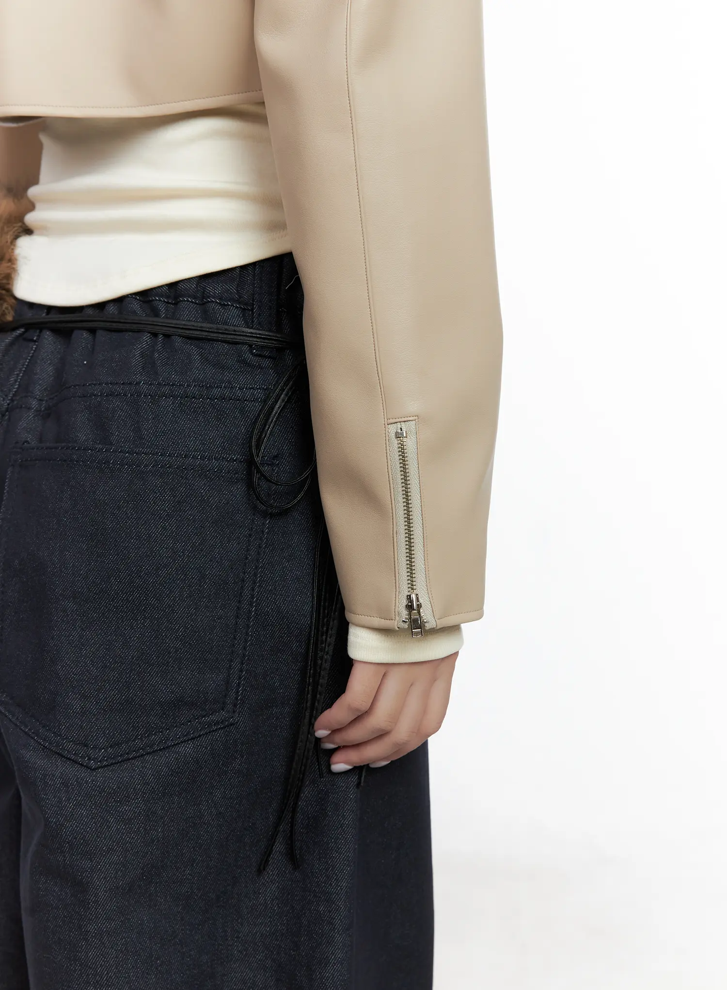 Cropped Faux Leather Jacket CN514 - Image 7