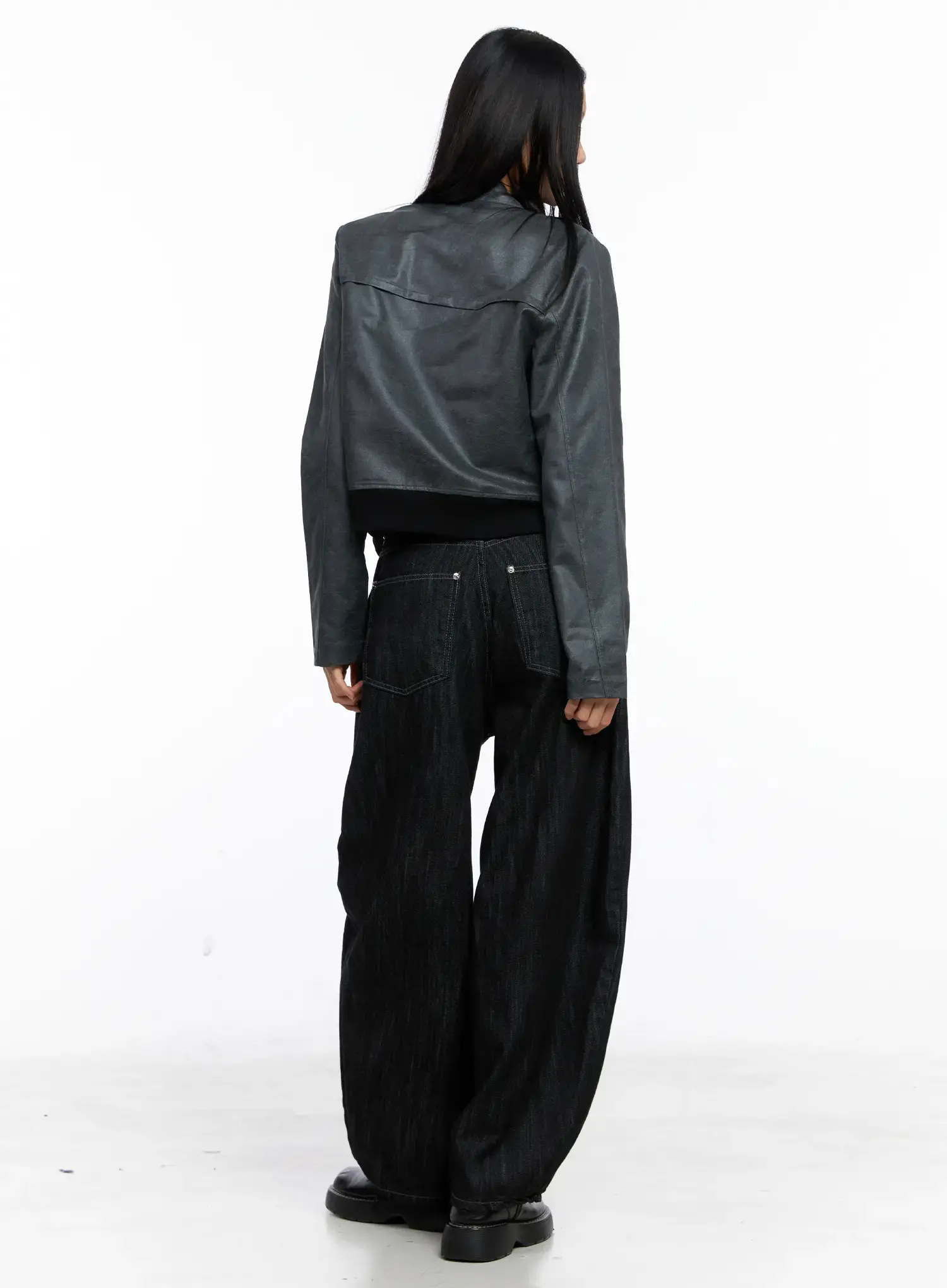 Cropped Faux Leather Jacket CS509 - Image 4
