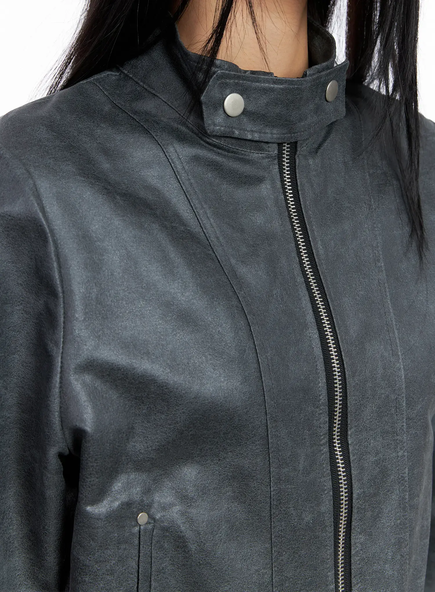 Cropped Faux Leather Jacket CS509 - Image 6