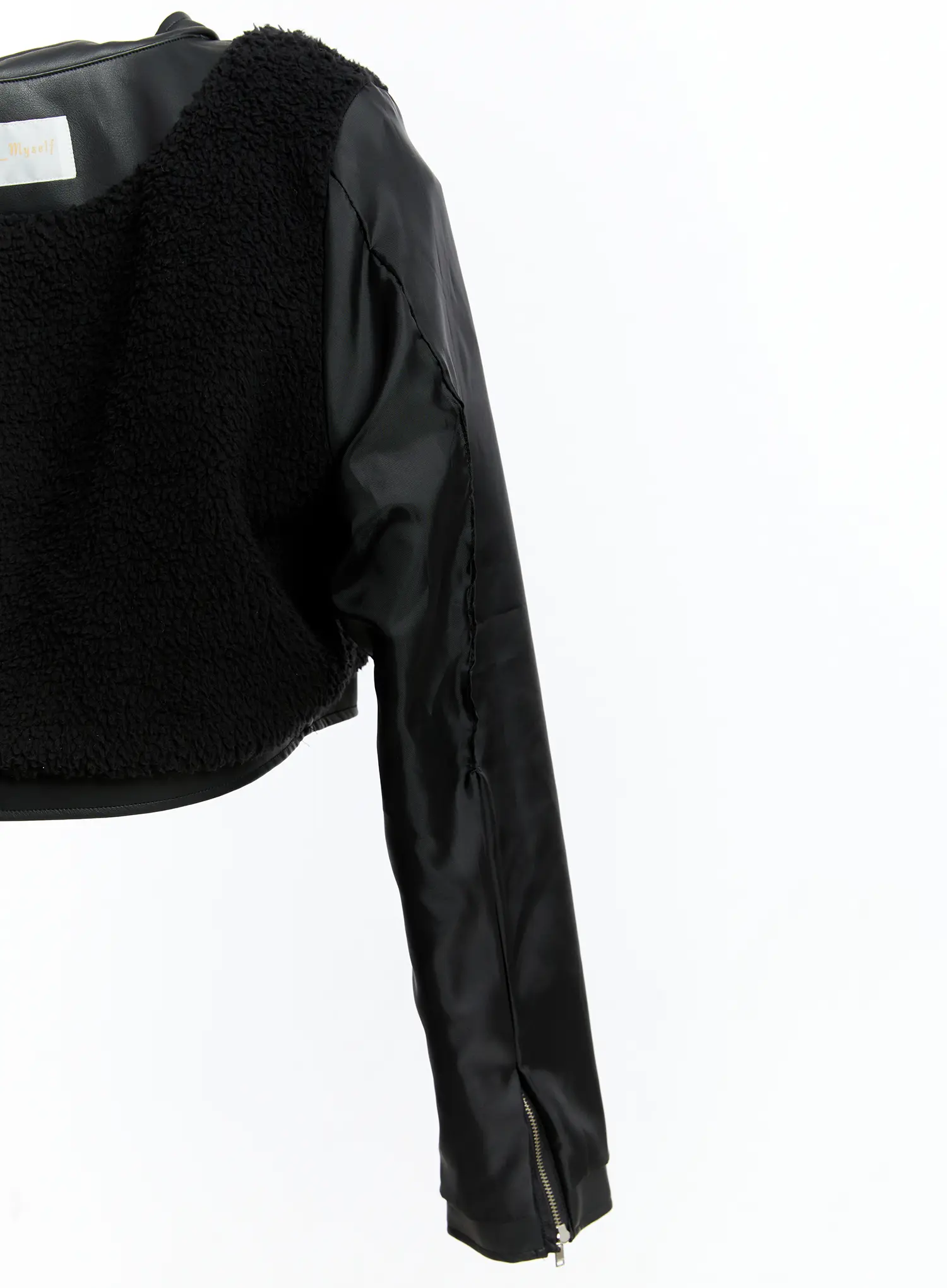 Cropped Faux Leather Rider Jacket CN525 - Image 5