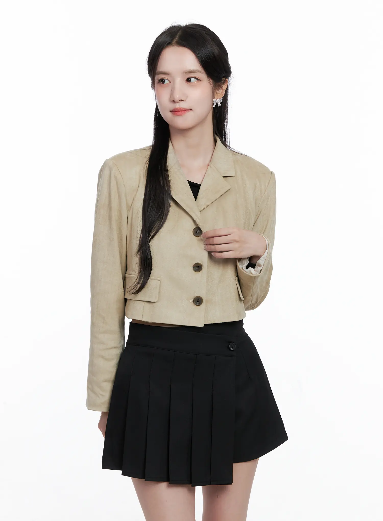 Cropped Faux Suede Jacket CS523 - Image 10