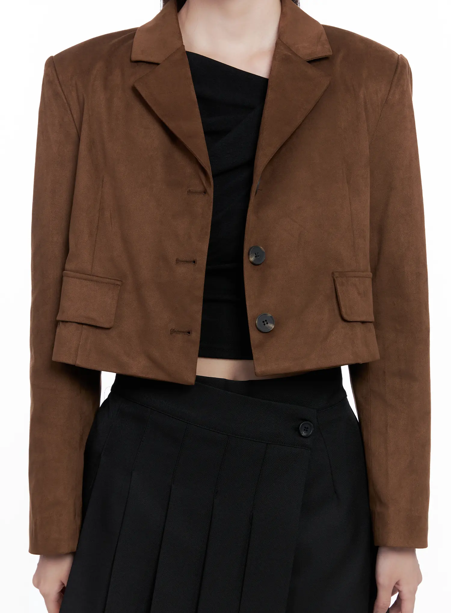 Cropped Faux Suede Jacket CS523 - Image 3
