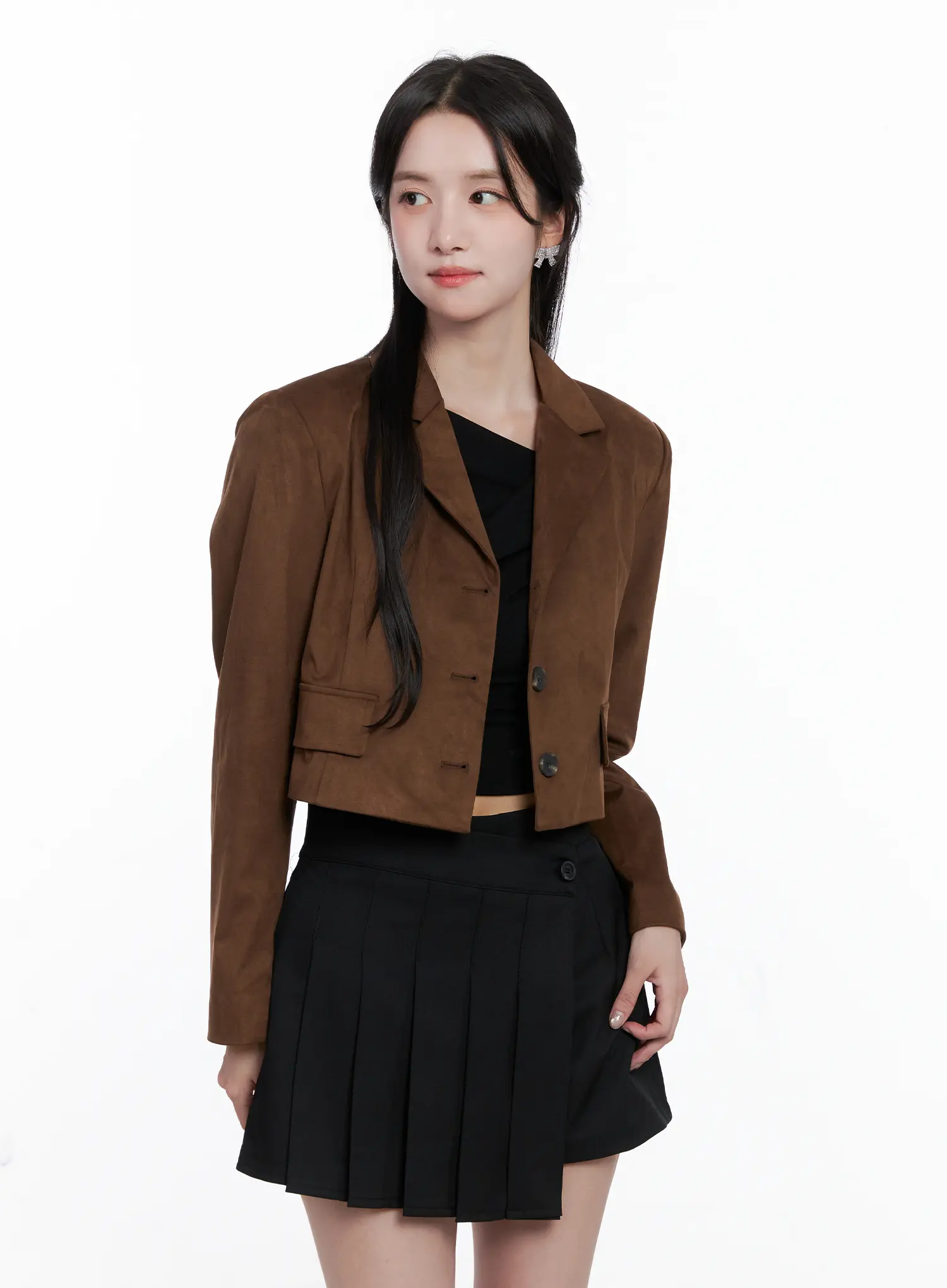 Cropped Faux Suede Jacket CS523 - Image 5
