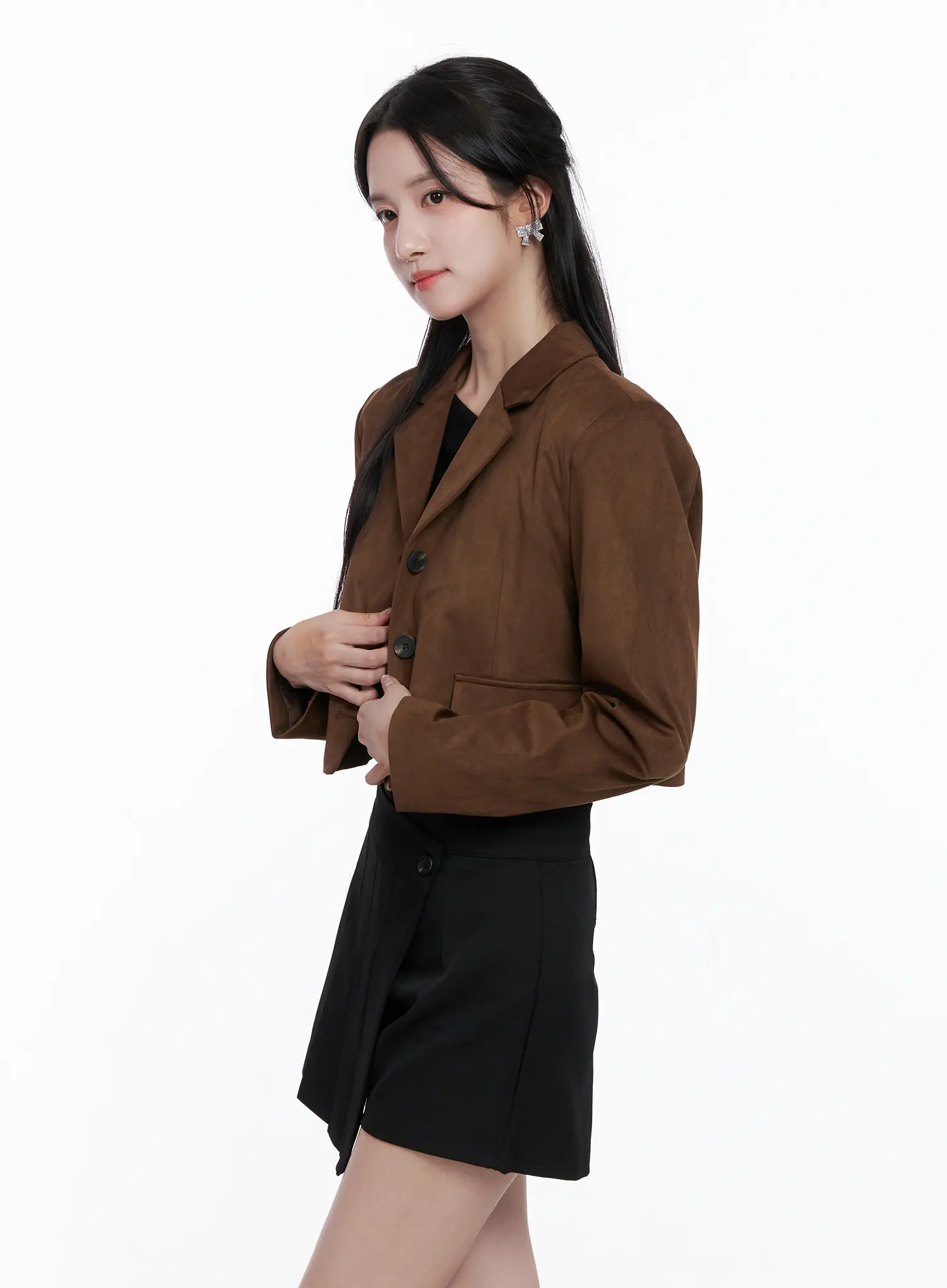 Cropped Faux Suede Jacket CS523 - Image 6