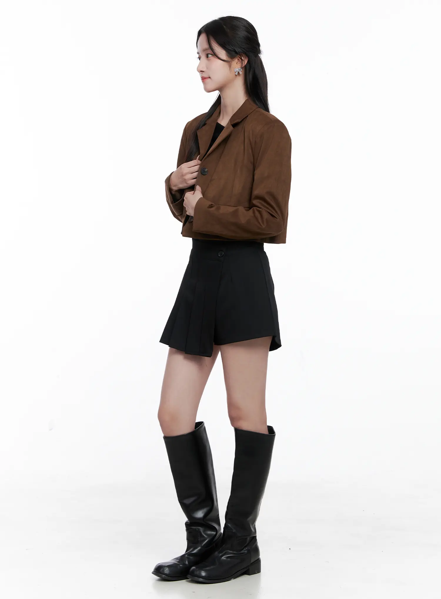 Cropped Faux Suede Jacket CS523 - Image 7