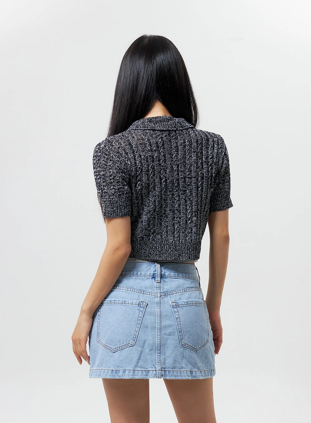 Cropped Knit Zip-Up CY325 - Image 6