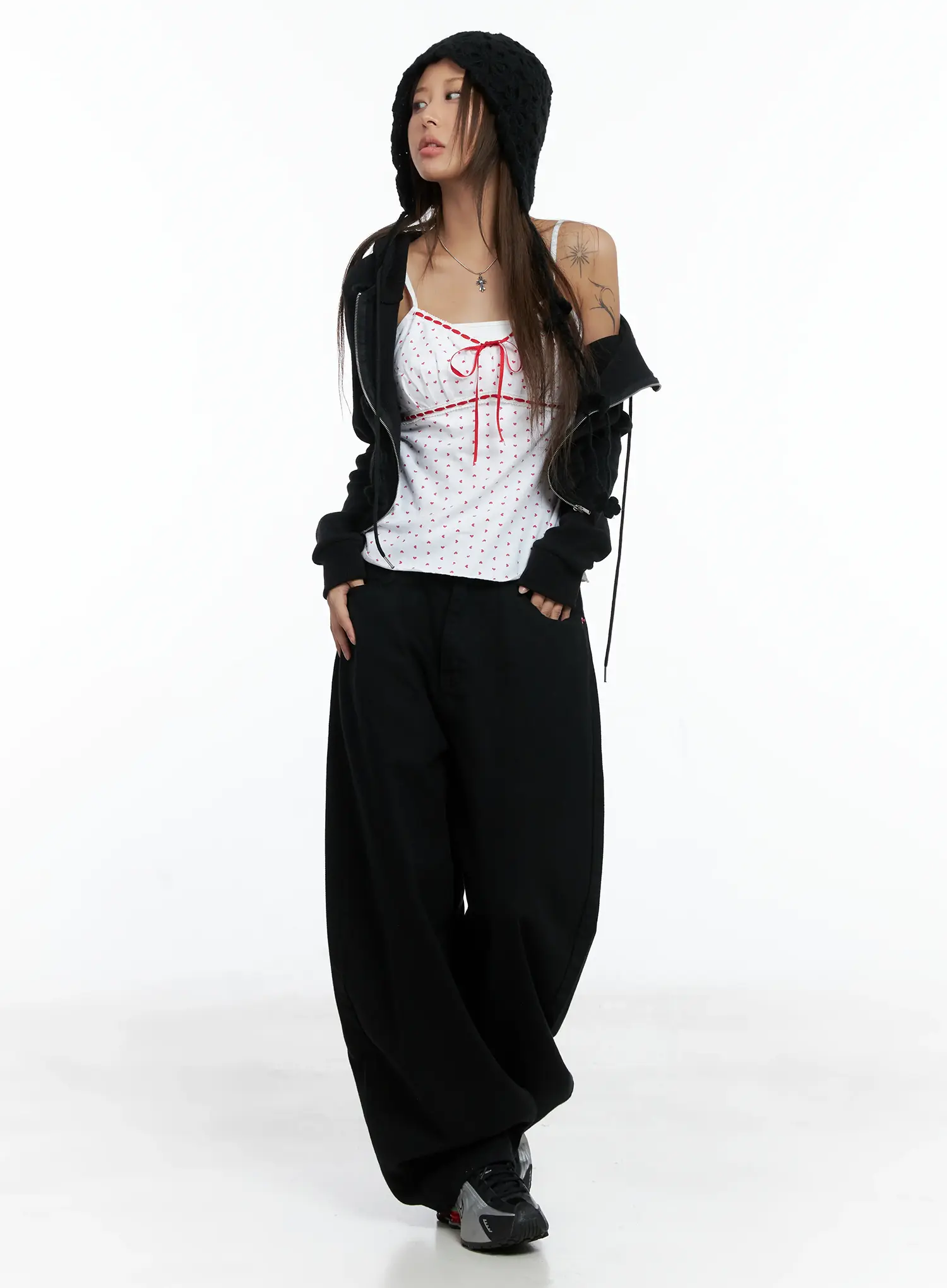 Cropped Knit Zip-Up Hoodie CS505
