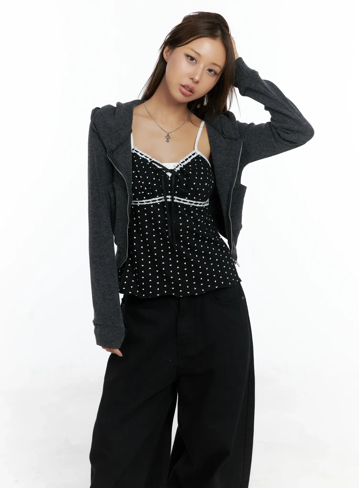 Cropped Knit Zip-Up Hoodie CS505 - Image 10