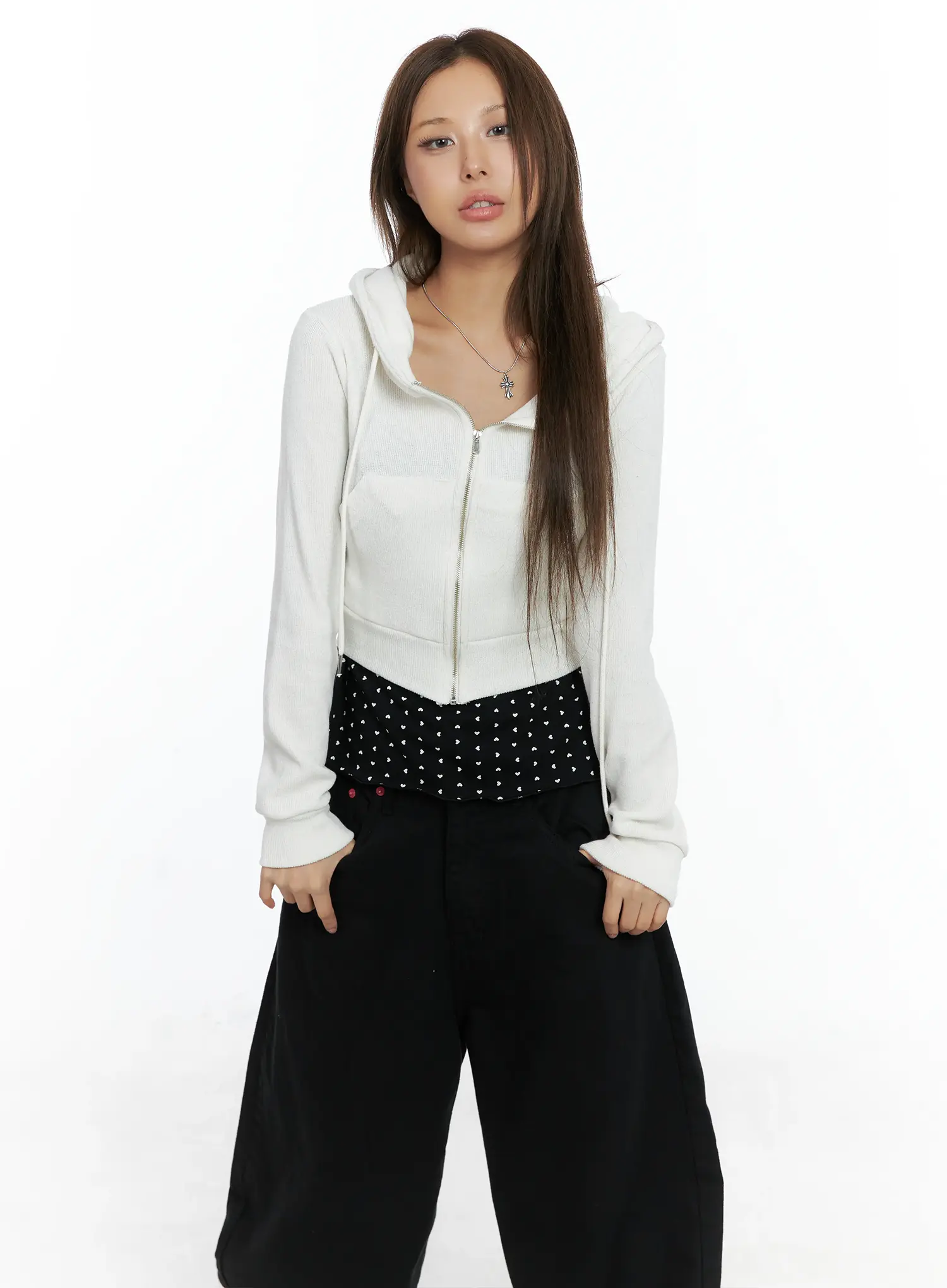 Cropped Knit Zip-Up Hoodie CS505 - Image 12