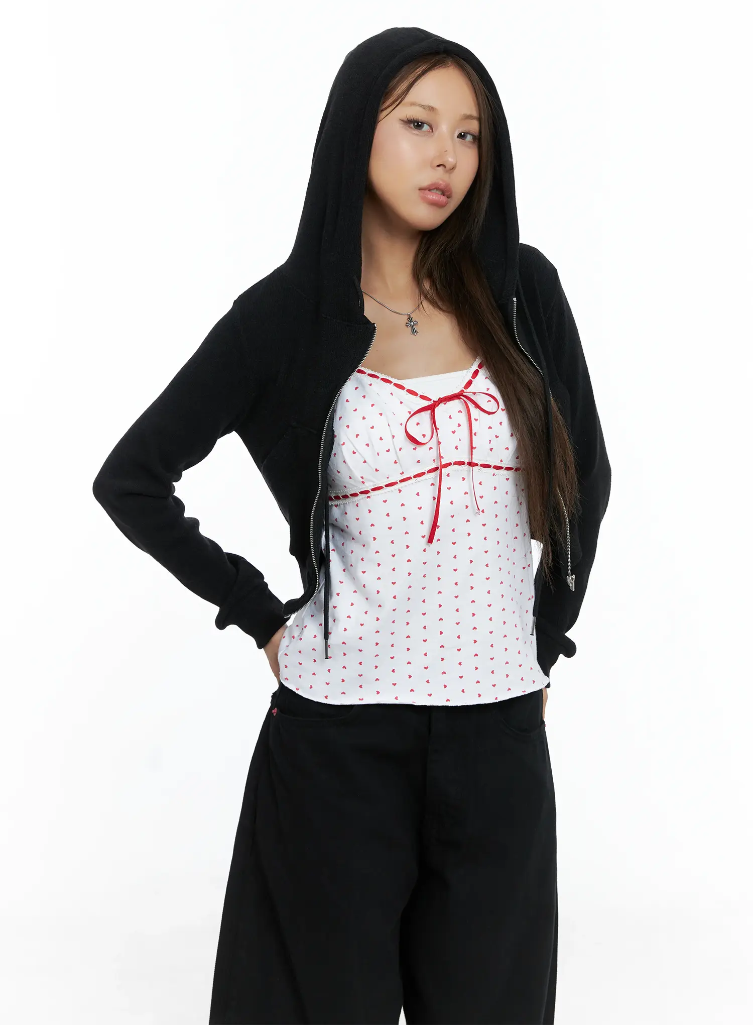 Cropped Knit Zip-Up Hoodie CS505 - Image 6