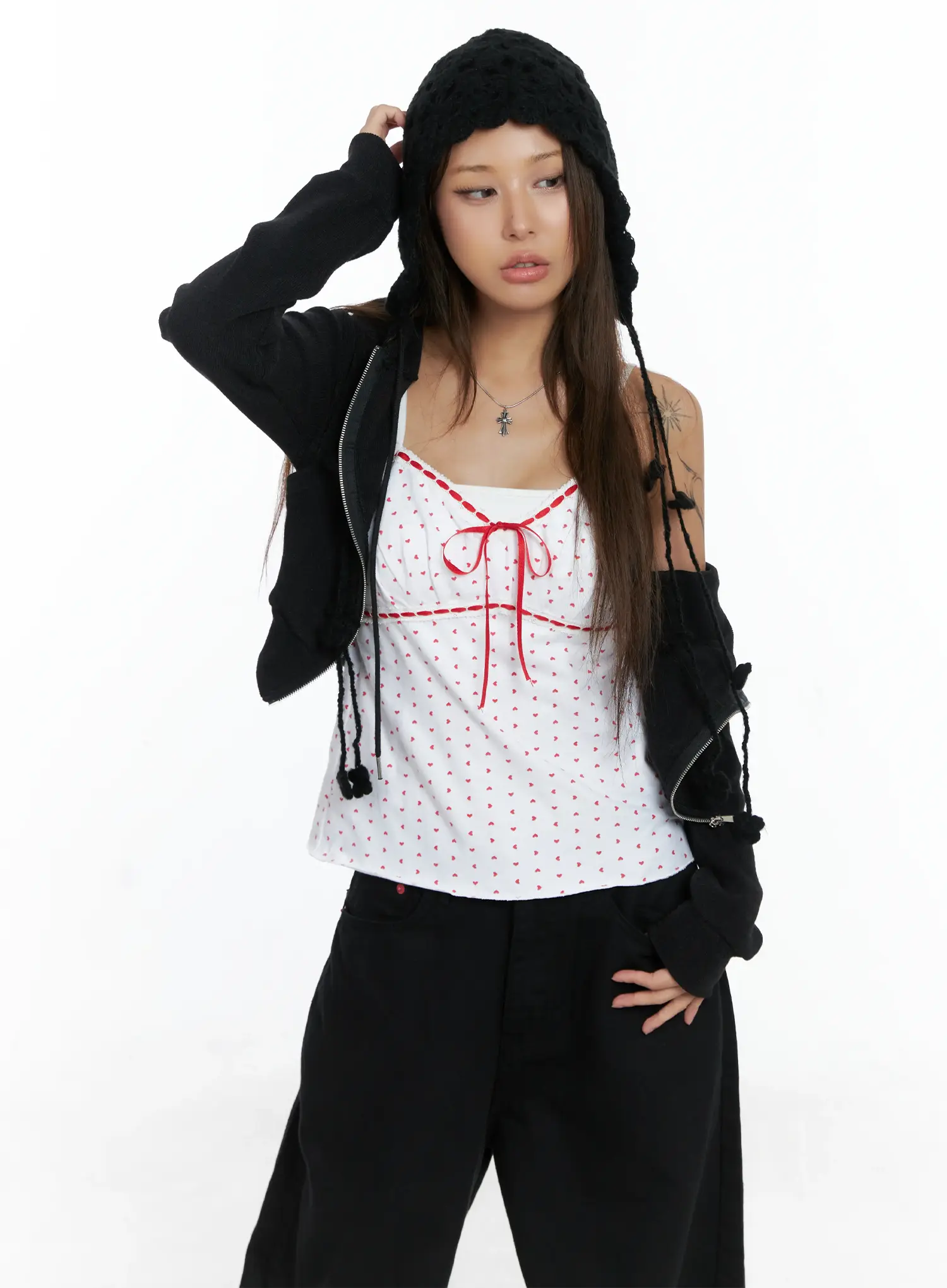 Cropped Knit Zip-Up Hoodie CS505 - Image 9