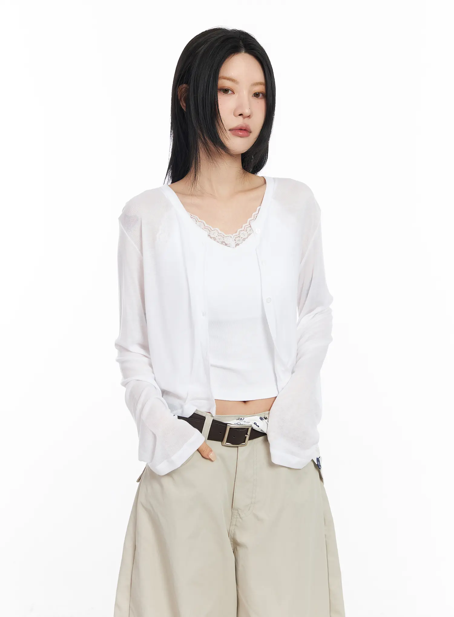 Cropped Long Sleeve Cardigan CF526 - Image 7