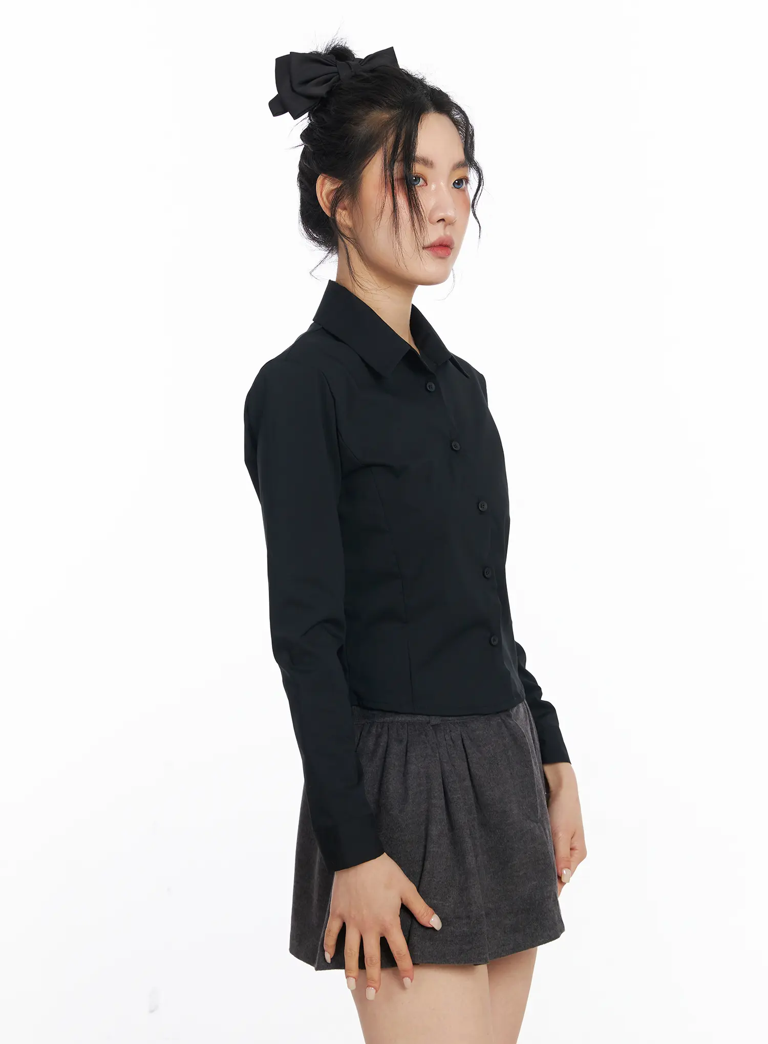 Cropped Long Sleeve Shirt CJ522 - Image 2