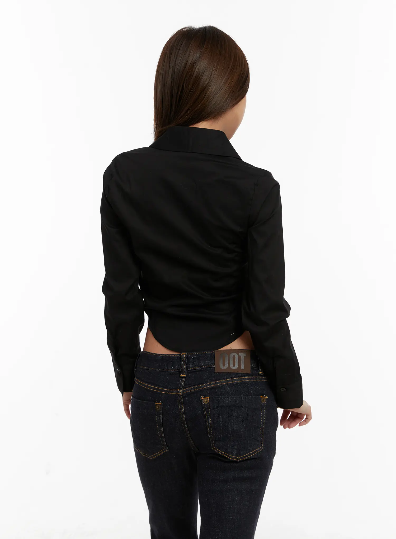 Cropped Slim Fit Button-Up Shirt CD515 - Image 8