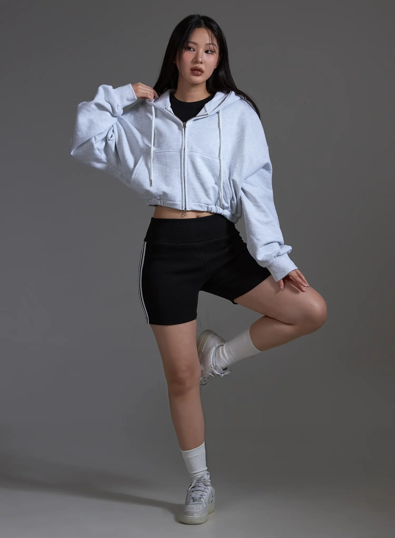 Cropped Zip-Up Hoodie IO517 - Image 11