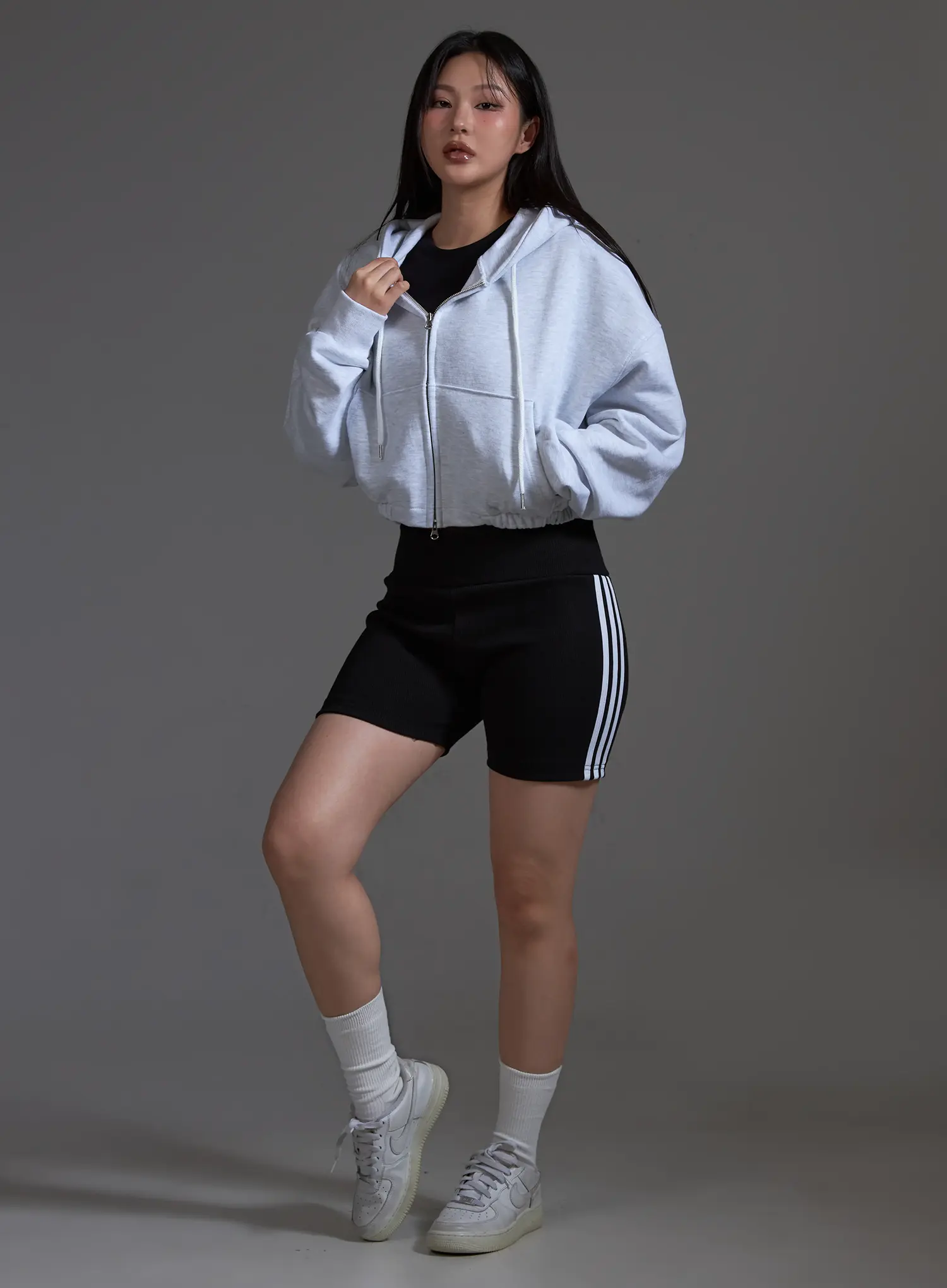 Cropped Zip-Up Hoodie IO517 - Image 2