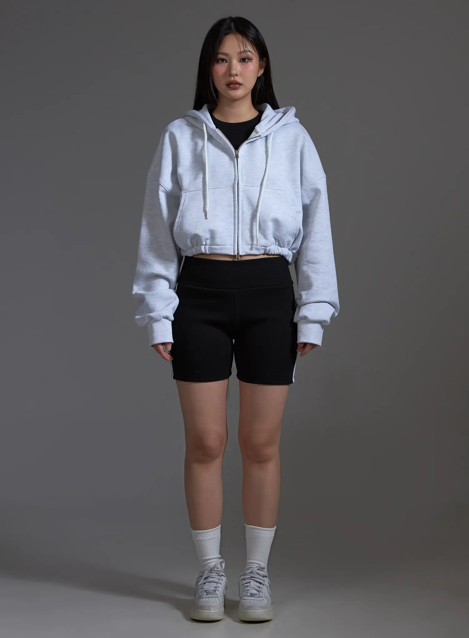 Cropped Zip-Up Hoodie IO517 - Image 3