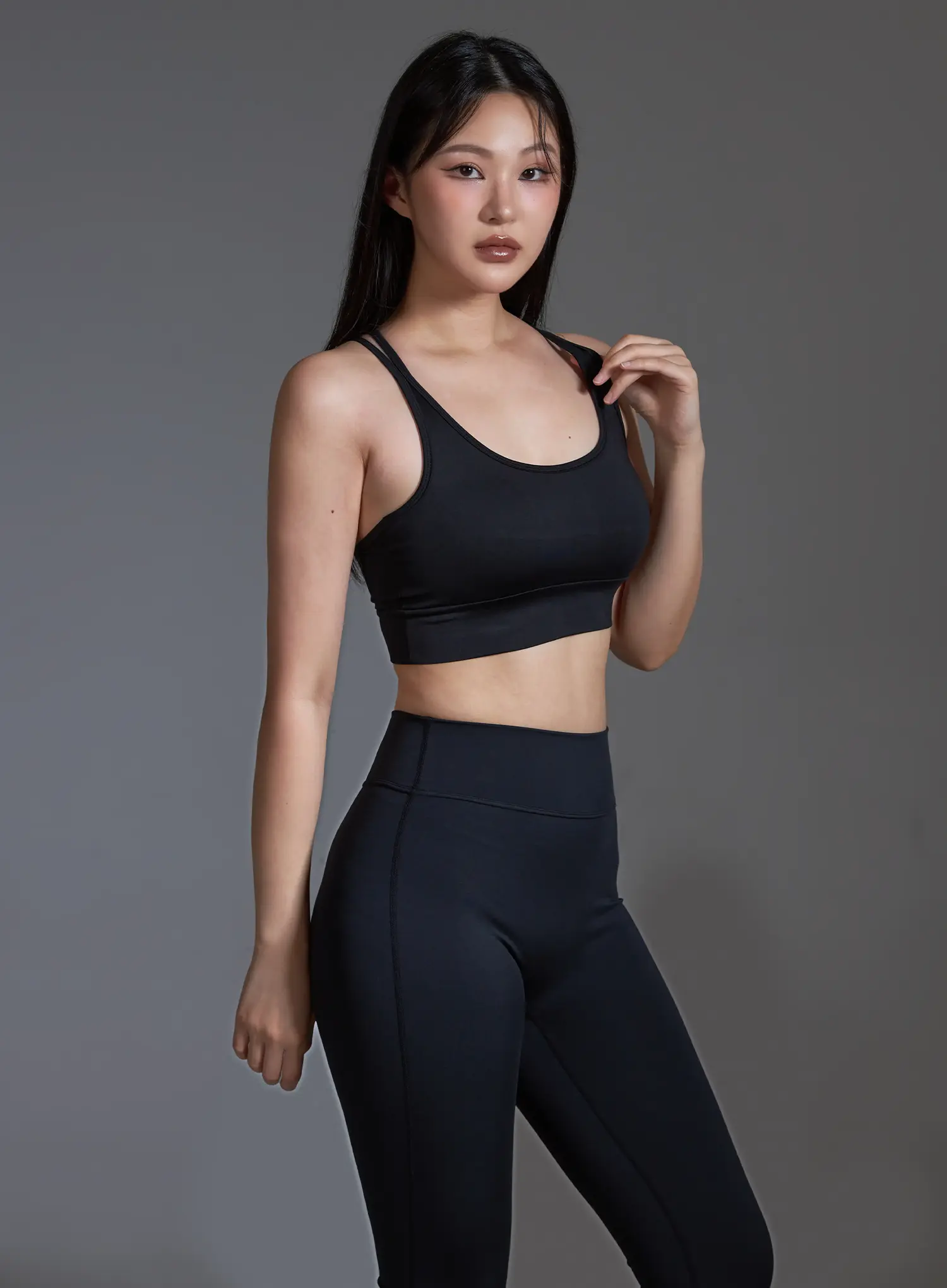 Cross Back Sports Bra Top (Black) IO517 - Image 2